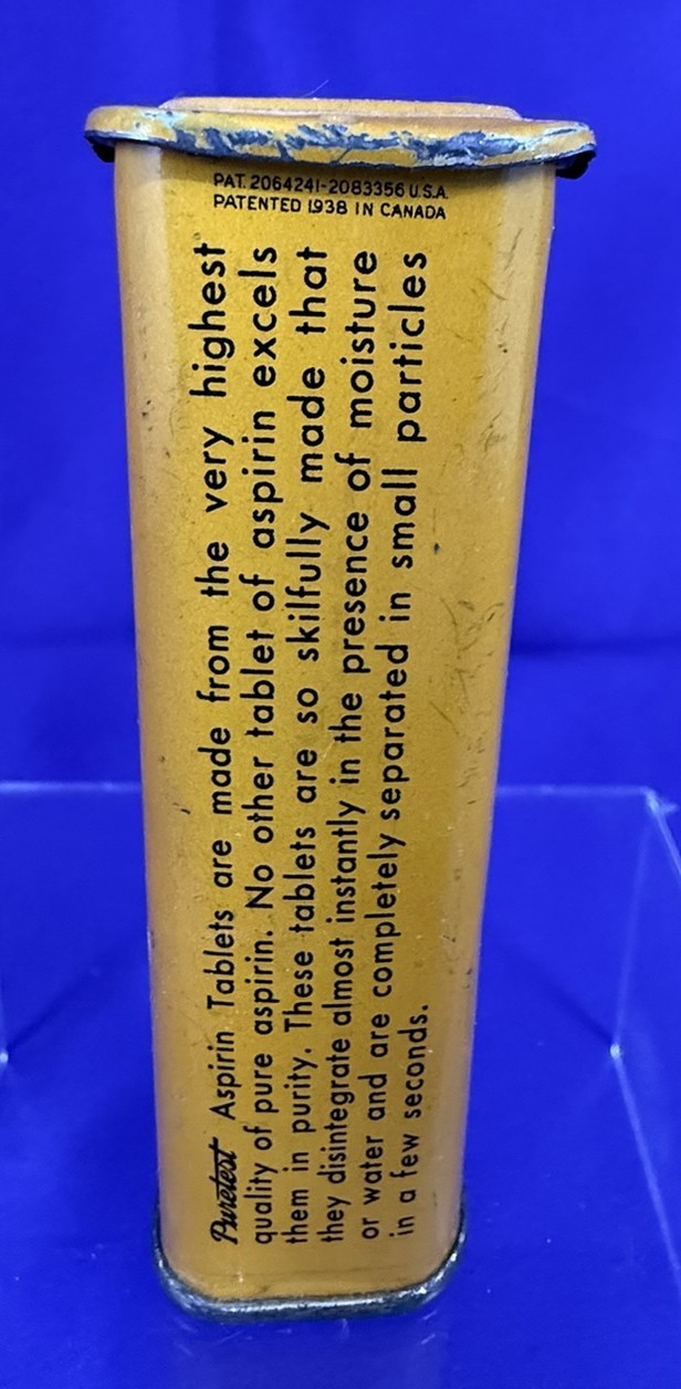 Puretest Aspirin United Drug Co. Rexall Product Sliding Top V