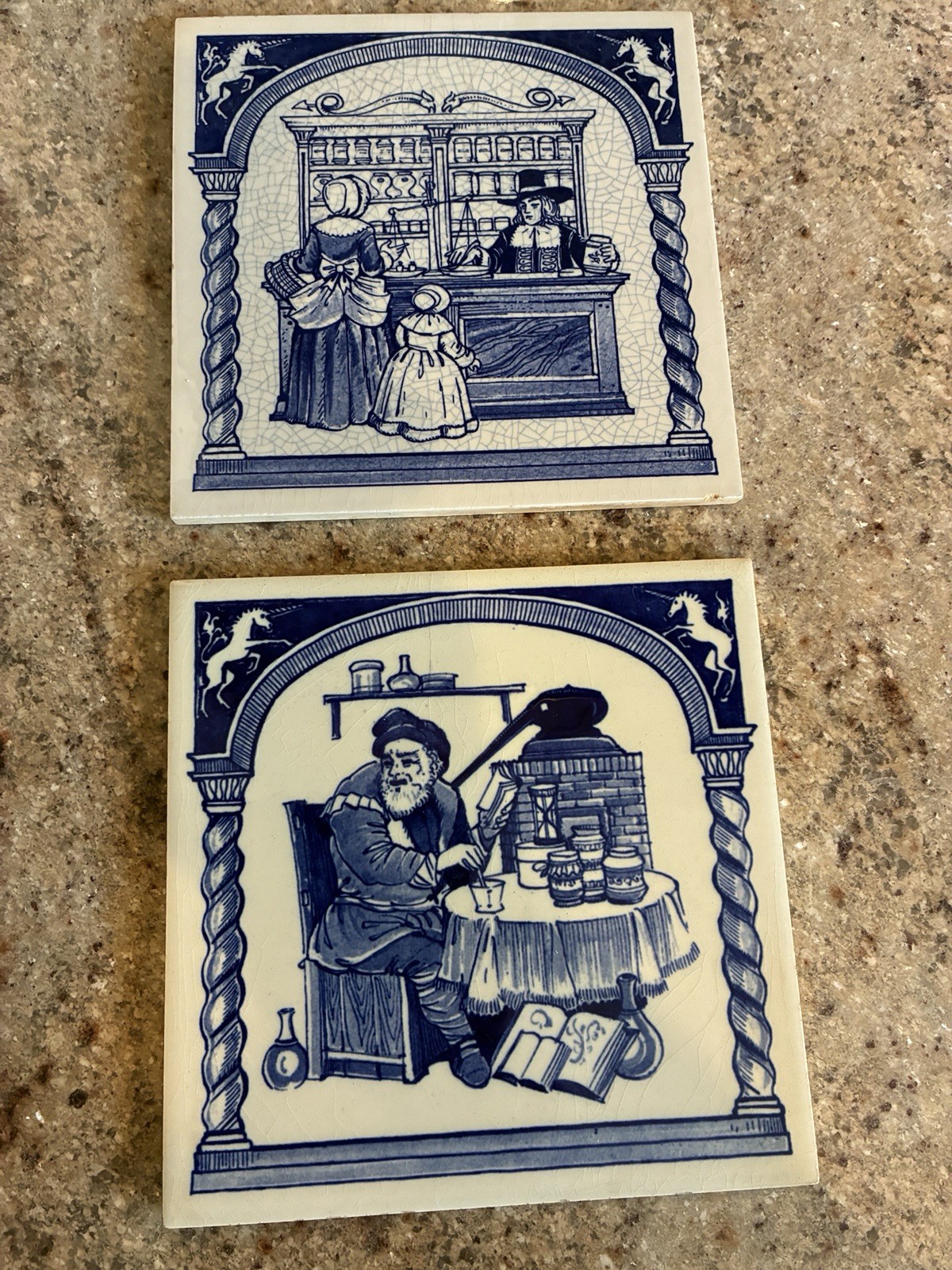 BURROUGHS WELLCOME CO. BLUE DELFT PHARMACY Handmade Tiles 6″x6″