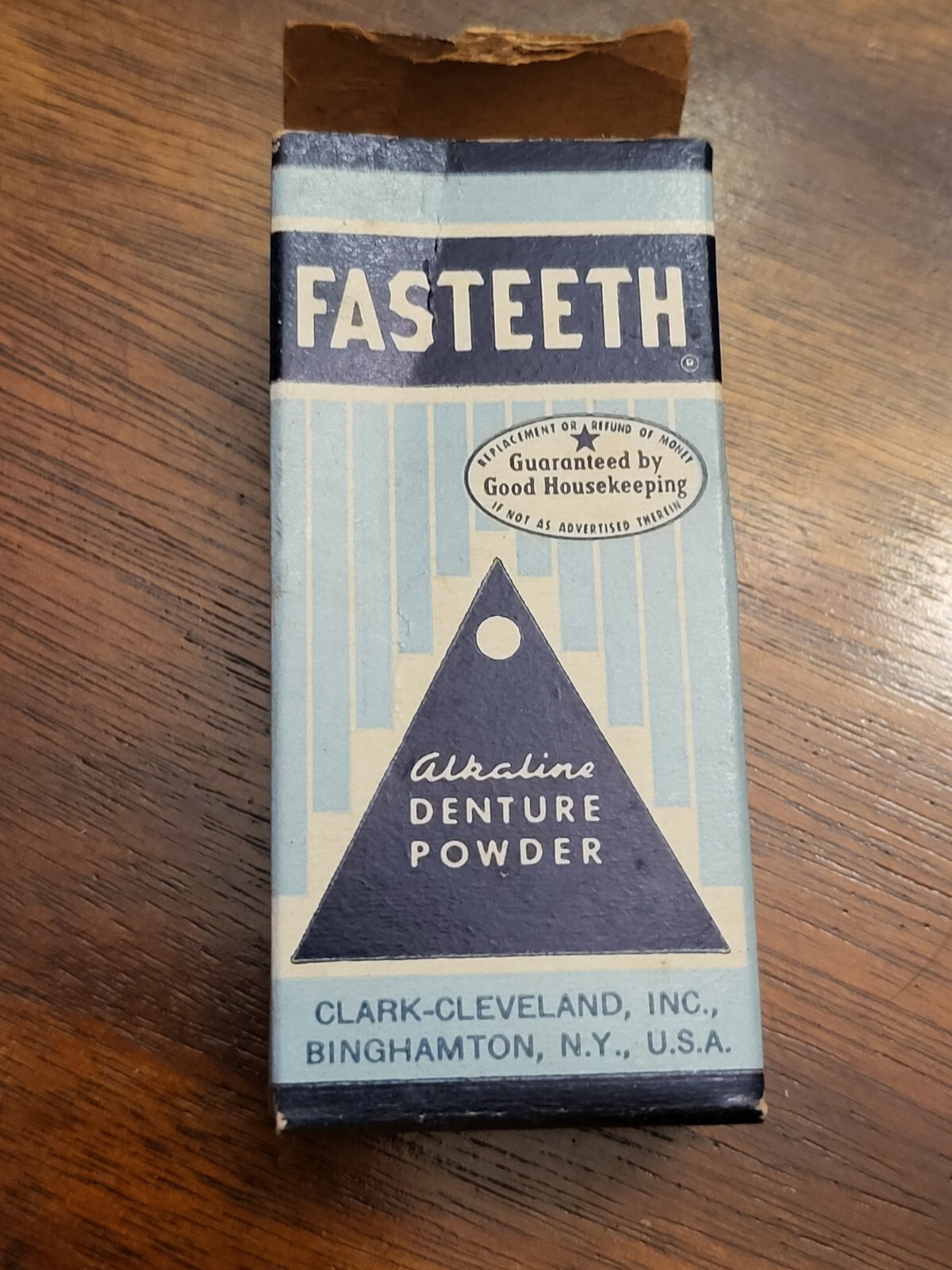 Vintage Fasteeth Denture Adhesive Powder Dentist’s Trial Sample Box Instructions