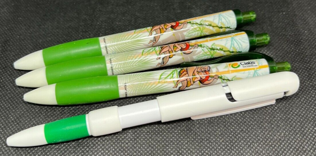 LOT of 4 CIALIS Medical Drug Rep Pharmaceutical Pens Collectible Advertising