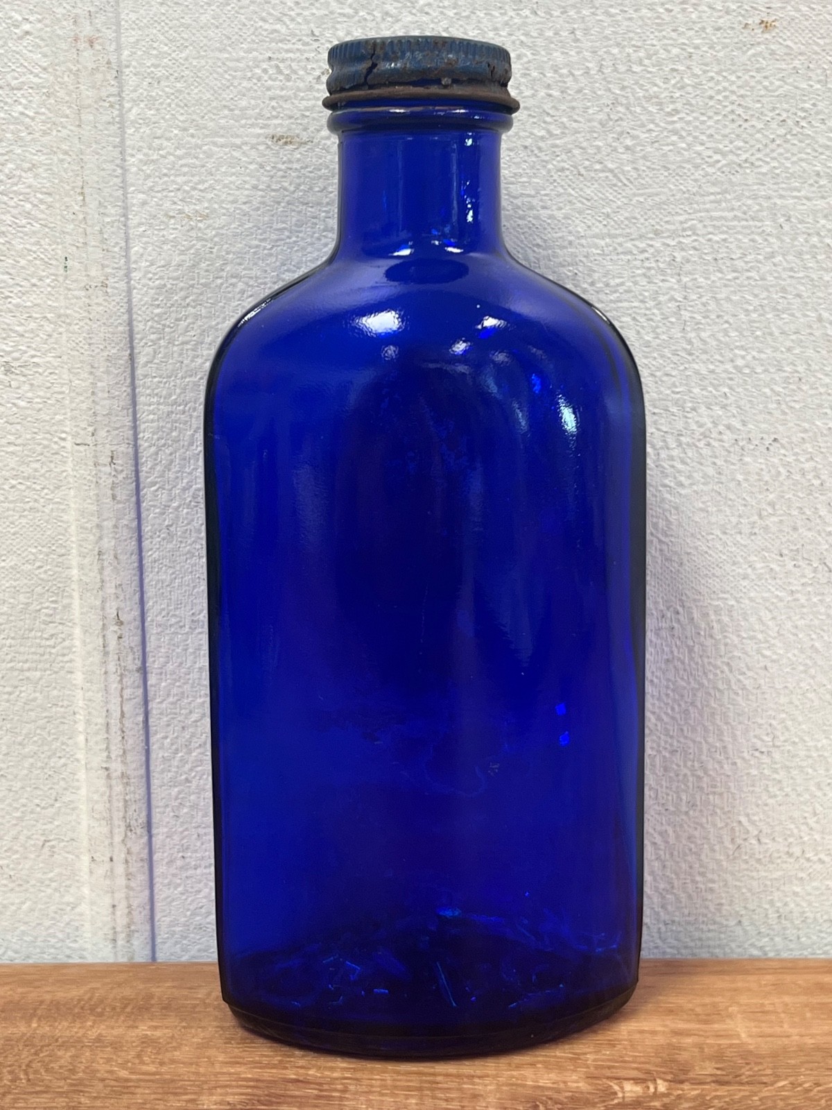 Cobalt Blue Coral Compackage Glass Antique Medicine Pharmaceutical Bottle