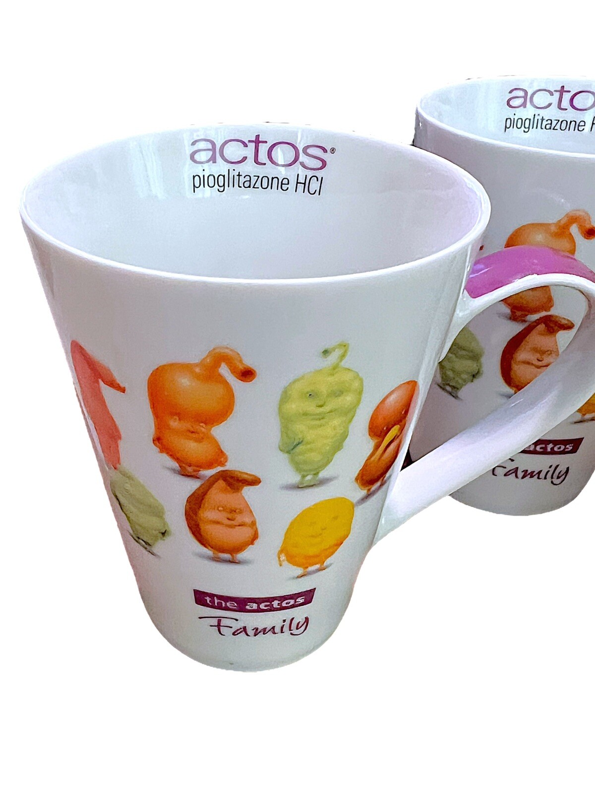 3 Actos Family Pharmaceutical Drug Rep Coffee Tea Mugs Cups Collectible 12oz