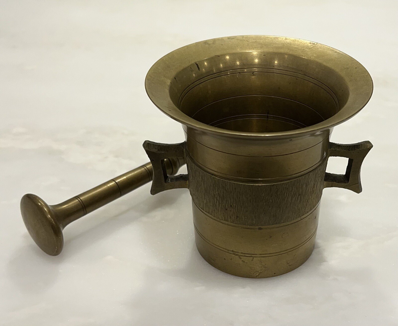 Brass Mortar & Pestle Vintage Rx Apothecary Grinder Pill Crusher Herbs LARGE #4