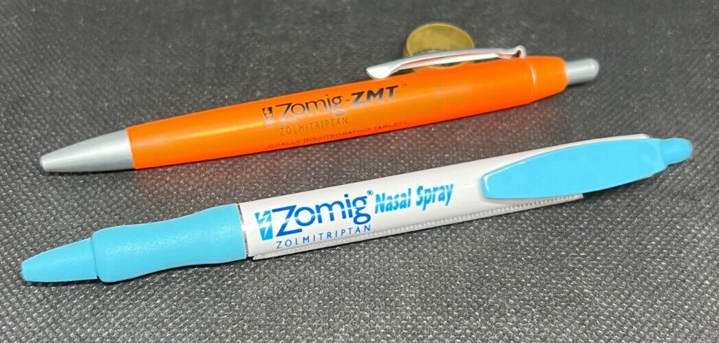 LOT of 2 ZOMIG Medical Drug Rep Pharmaceutical Pens Pull Out Advertising