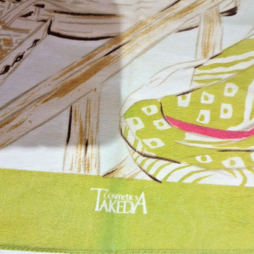 Vintage Takeda Pharmaceutical Asian Scarf Promo Advertising Nylon 23″ Square EUC