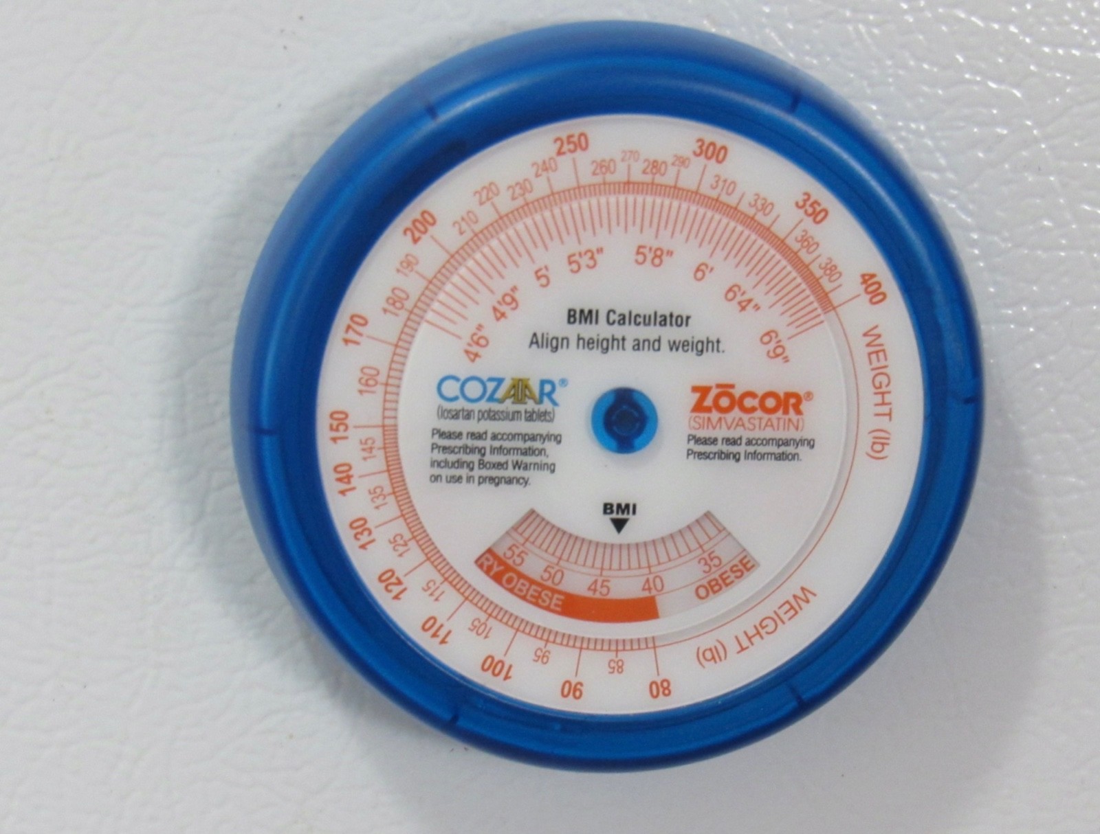 Cozaar Zocor Magnetic BMI Calculator Drug Rep Pharmaceutical Promo Advertising