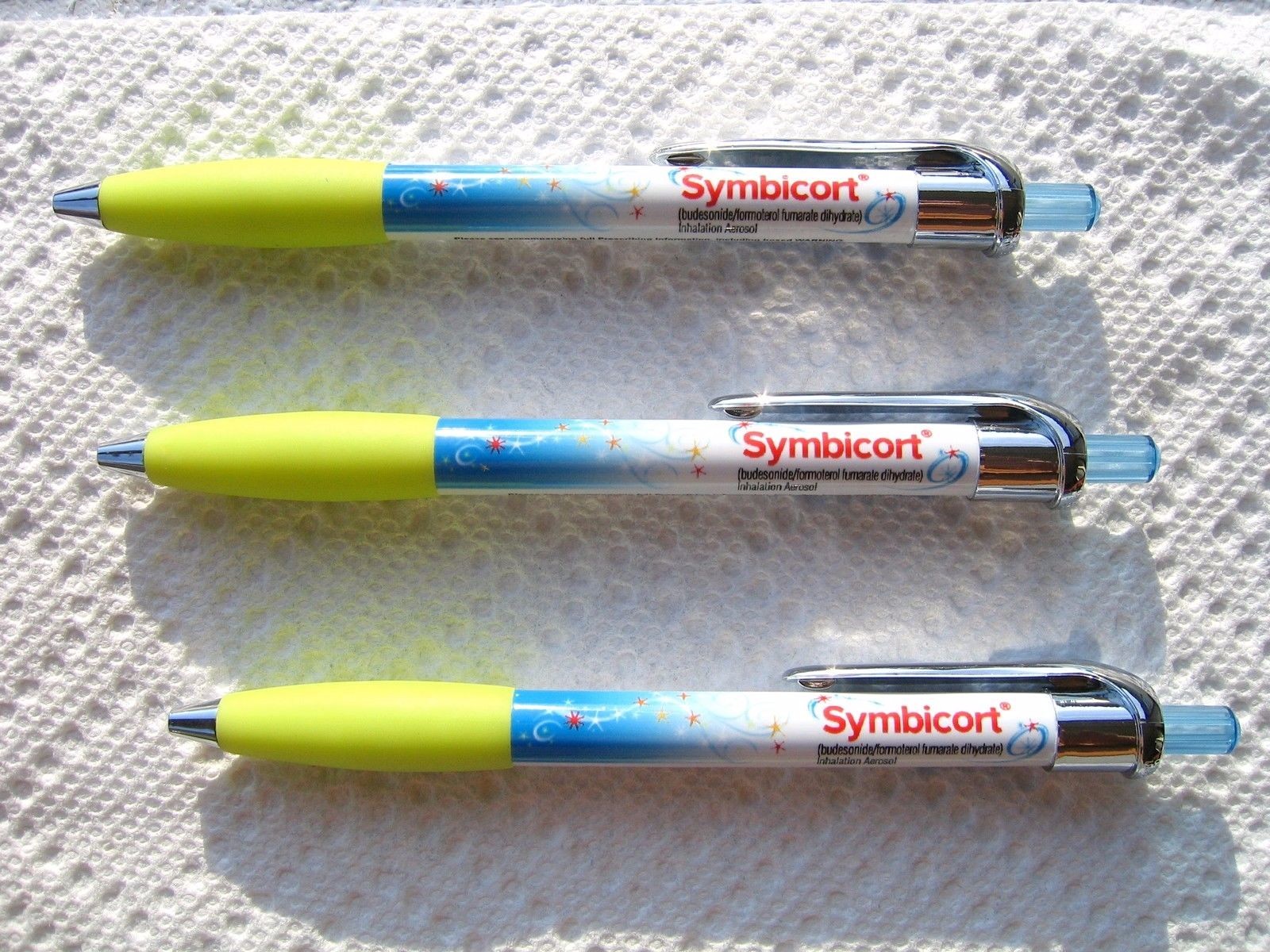 Plastic Drug Rep Pens 4 Beautiful Symbicort Foam Grippers Colorful