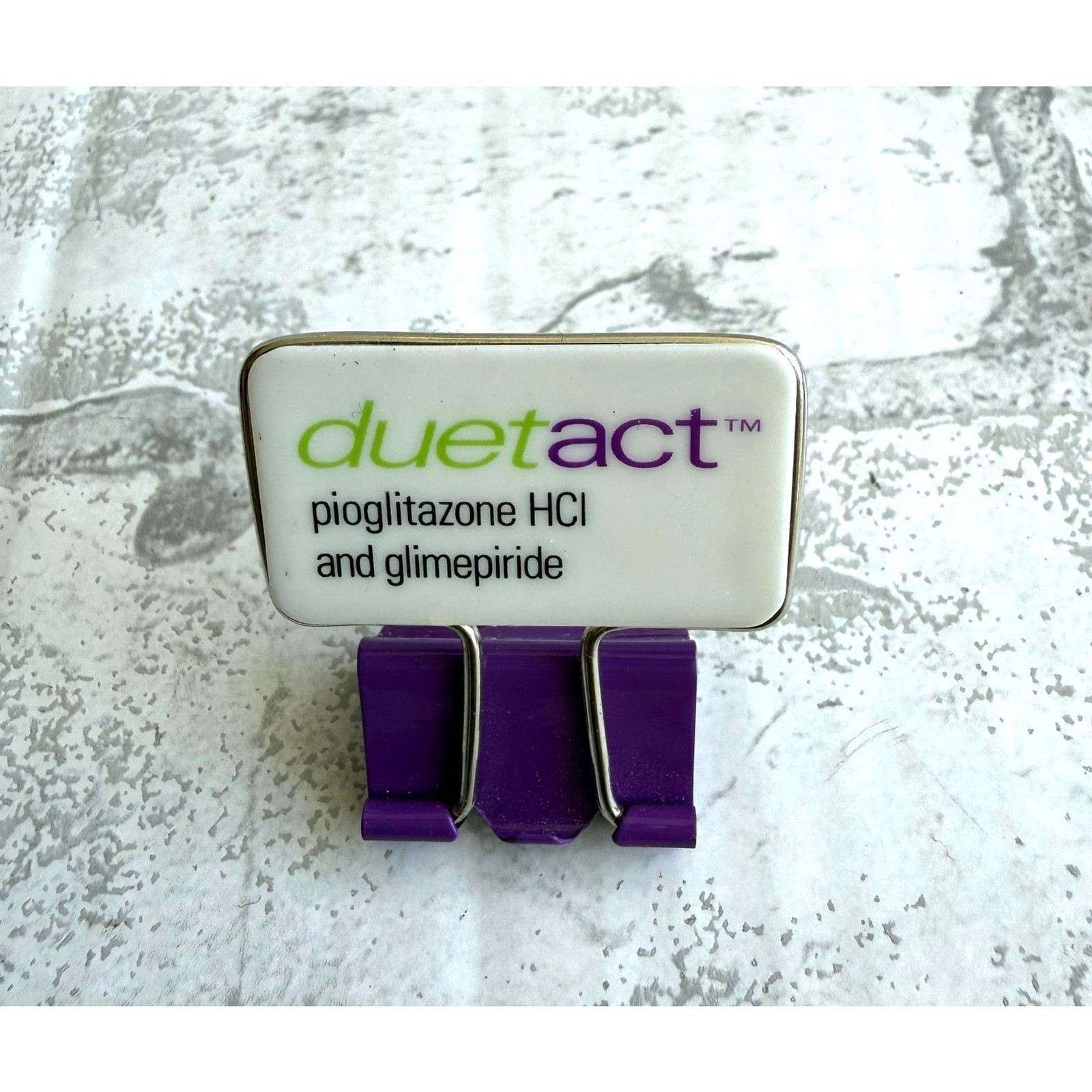 Duetact Pharma Advertising Large Paper Clip Medical Collectible Retro Art
