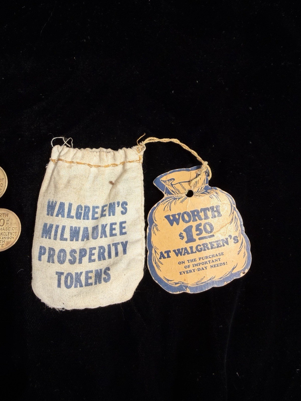RARE – 1930’s Walgreens Milwaukee prosperity tokens With ORIGINAL Bag