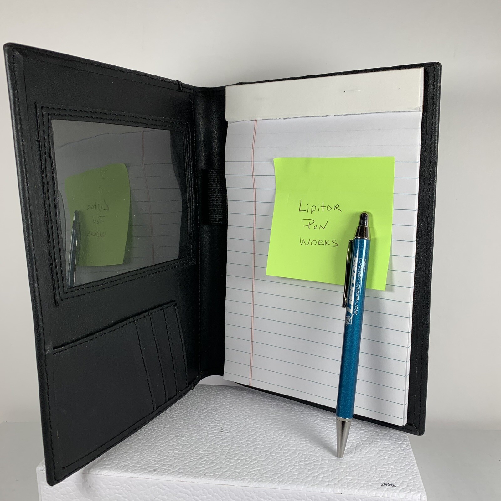 Drug Rep Pharmaceutical Promo Advertising Lipitor Black Notebook With Pen 6×8.25