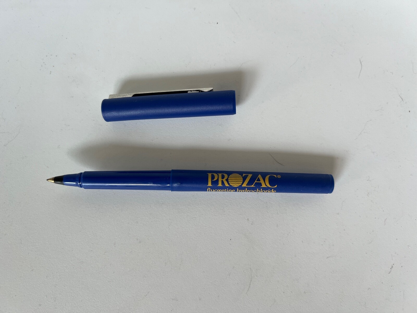 Rare Blue Bic Prozac Drug Rep Pharmaceutical Promo Pen (no longer writes)