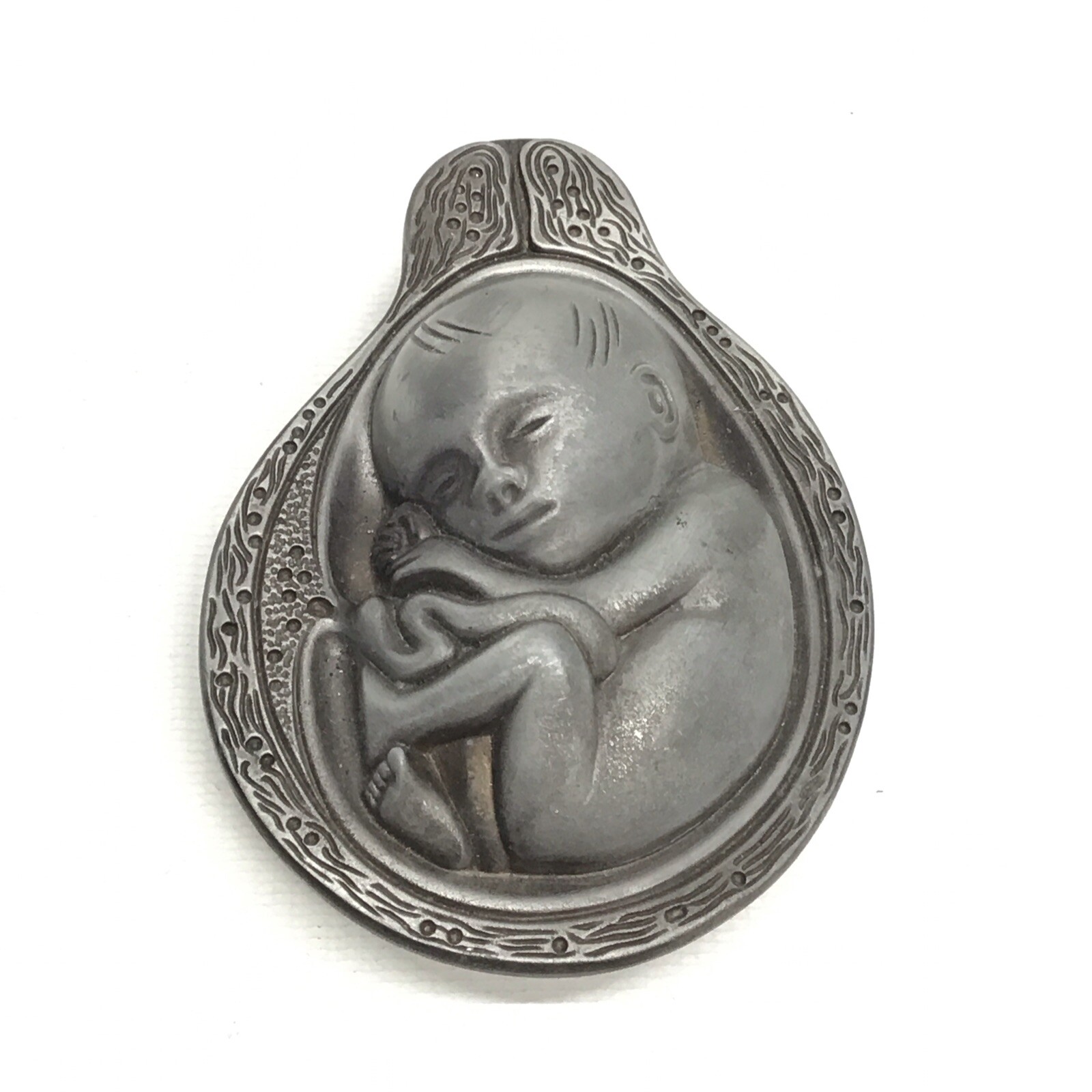 Vtg 1950-60s Parke-Davis Tabron Pharmaceutical Fetus Baby Pewter Paperweight