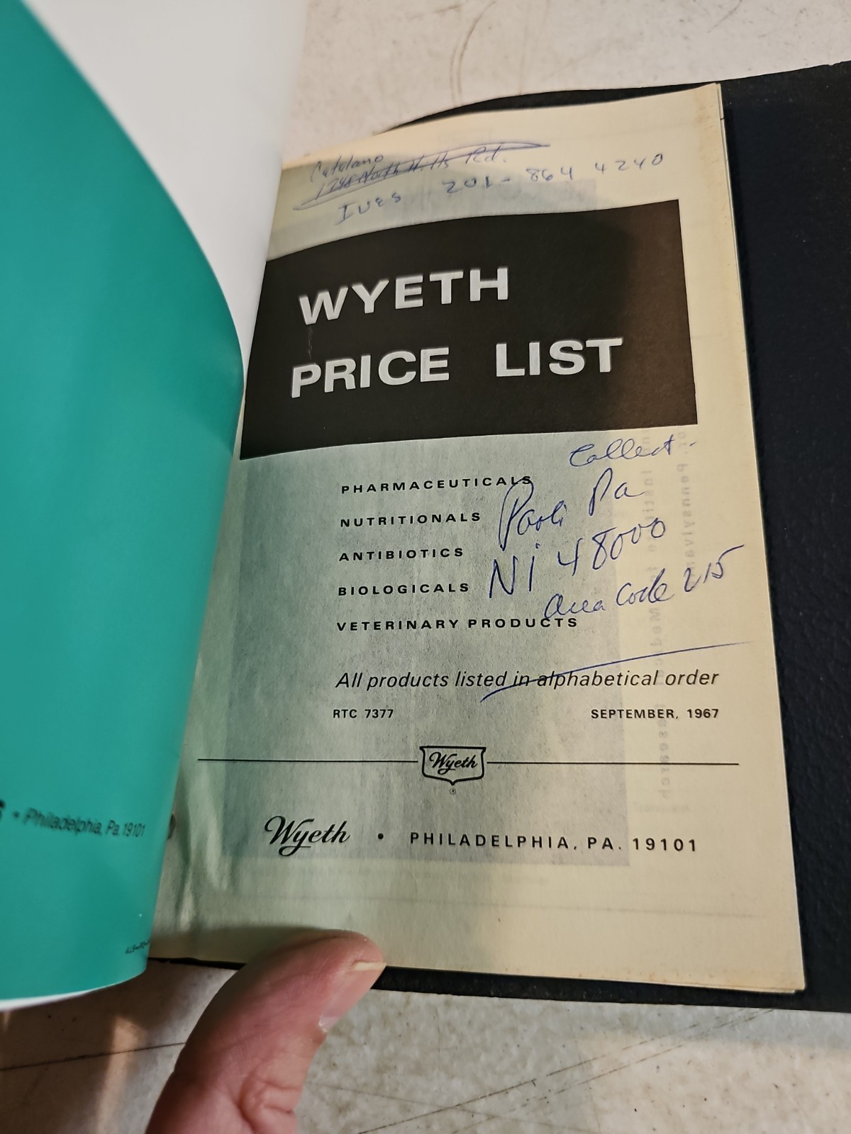 Vintage 1967 & 1978 Wyeth Laboratories Pharmaceutical Price List In Binder