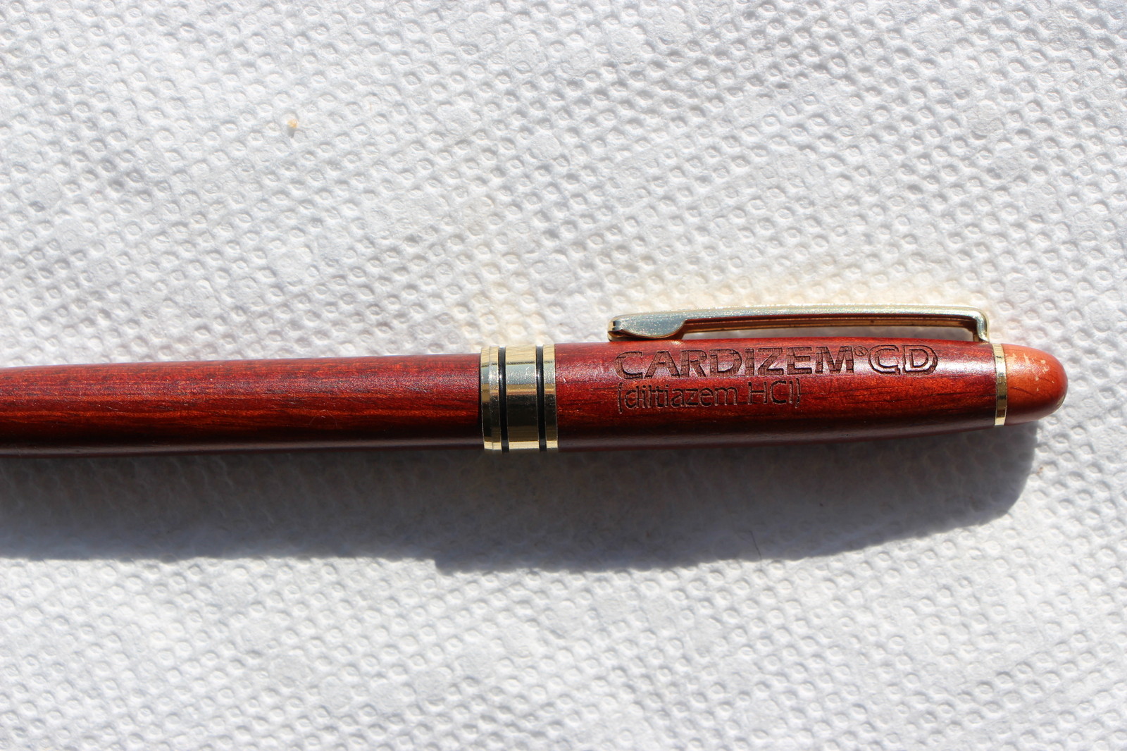 Drug Rep Pens ( Cardizem CD ) Stained Wood Pen w/ Engraved Lettering