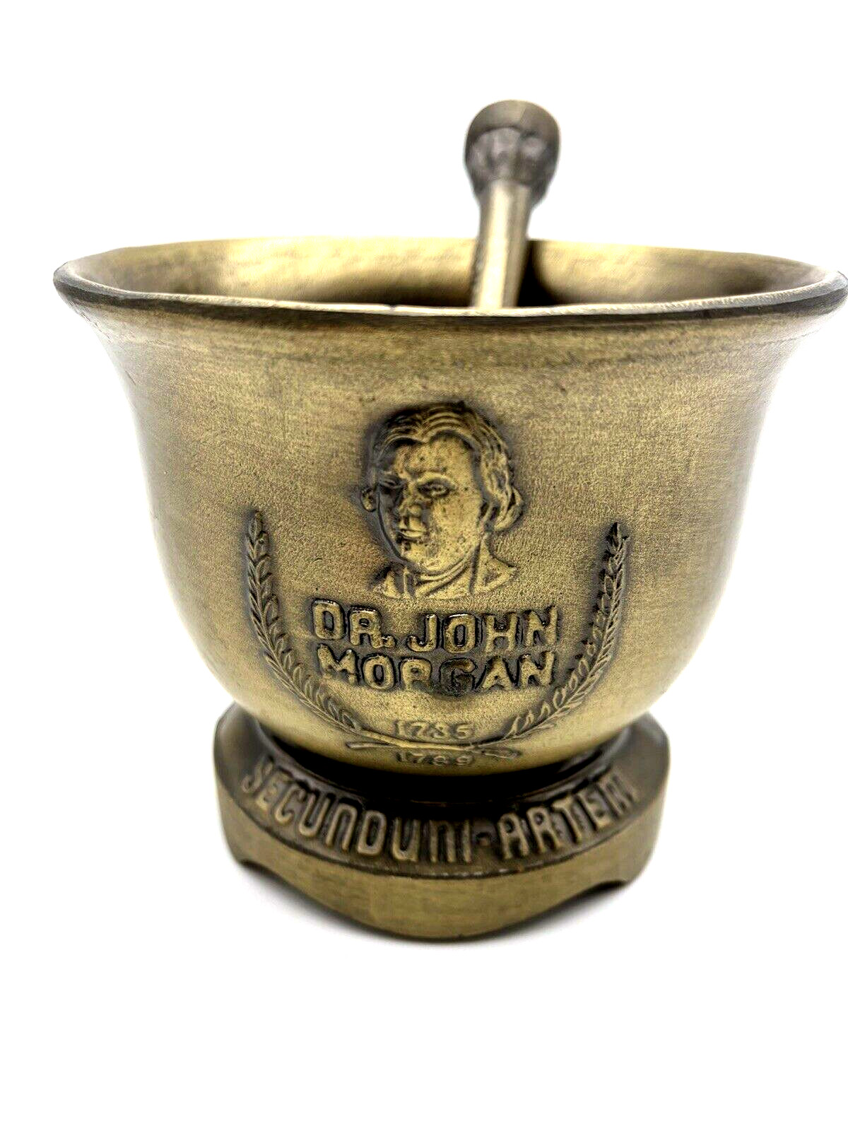 1930 Pharmaceutical Dr. John Morgan 1735 – 1789 Solid Brass Mortar & Pestle
