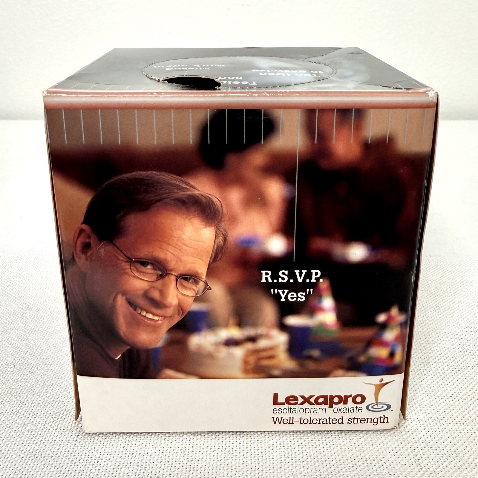 Vintage Lexapro Drug Rep Pharmaceutical Advertising Tissue Box Holder Promo 2003