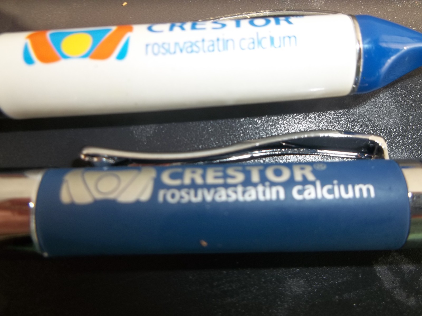 Lot of 2 Crestor Pharmaceutical Promo Pens – Drug Rep Advertising Rosuvastatin