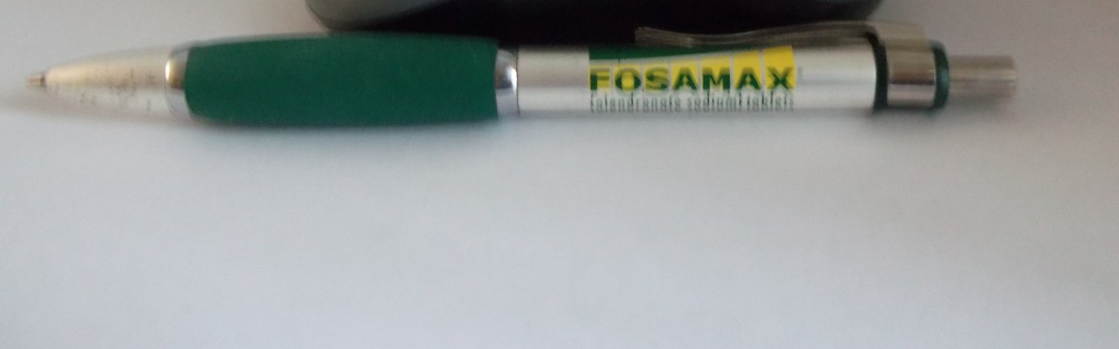 Fosamax Promotional Pen Mixed Metal w/Rubberized Grip–Medium Weight– Scratches