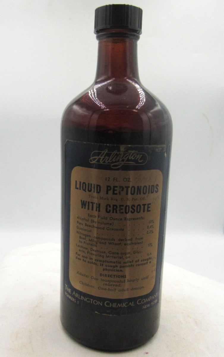 MM – 1940’s Arlington Chemical Co Yonkers NY Liquid Pepto 7 3/4″ Medicine bottle