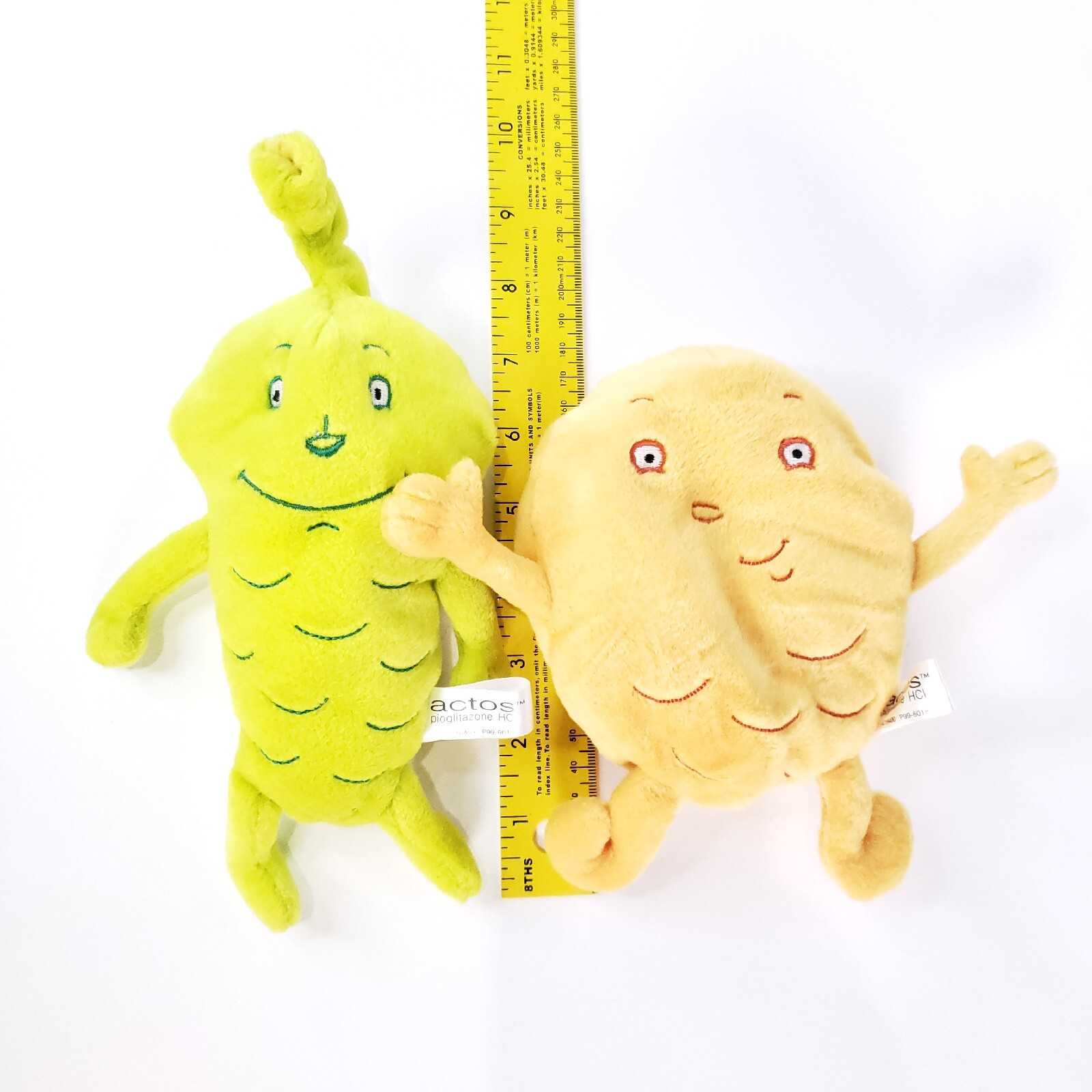 Steven Smith 2 x Actos Pioglitazone HCl Yellow Stuffed Plush Pharmaceutical Toy