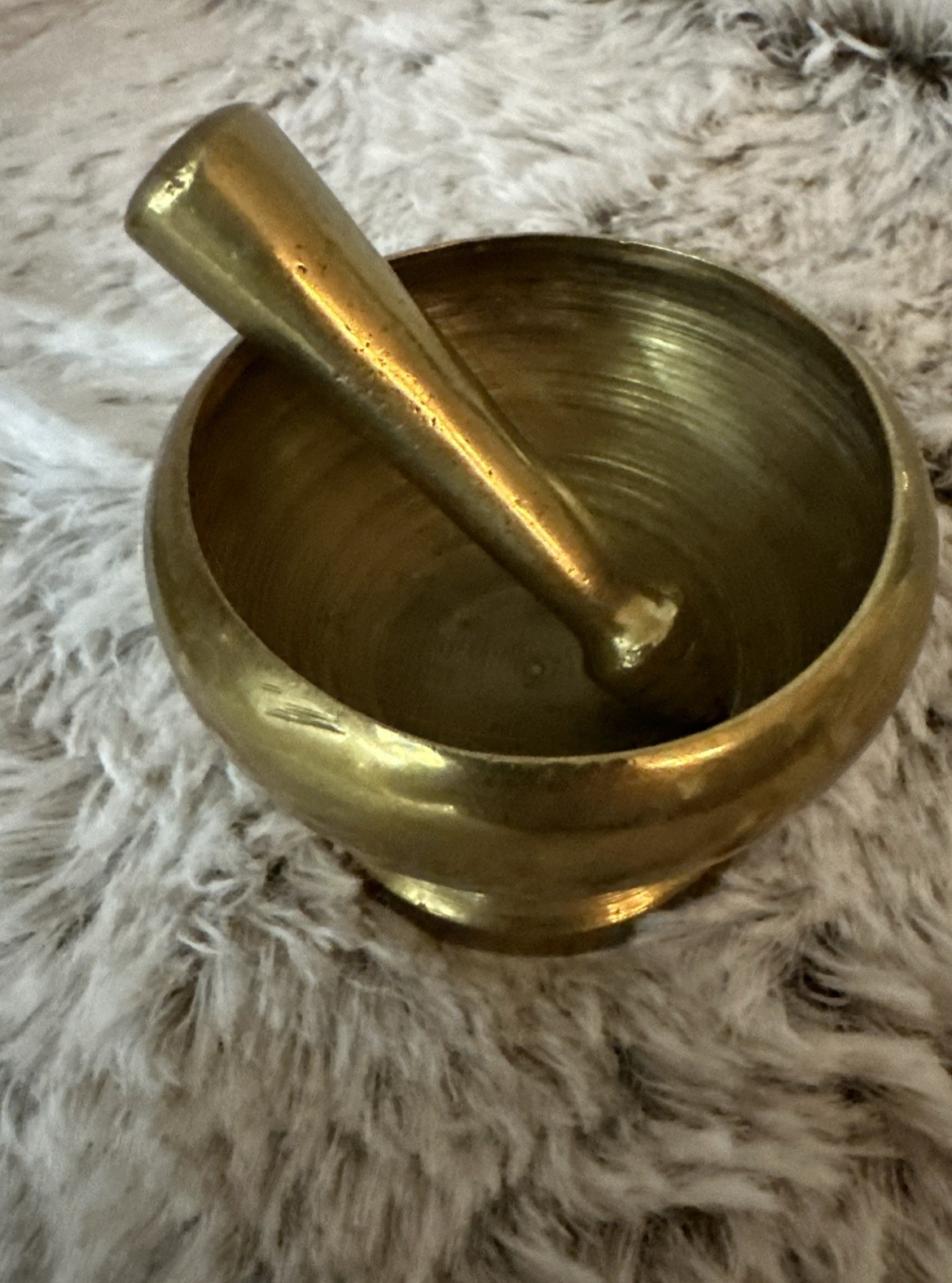 Vintage Solid Brass Small Mortar and Pestle Spice/Herb Grinder Resonant sound
