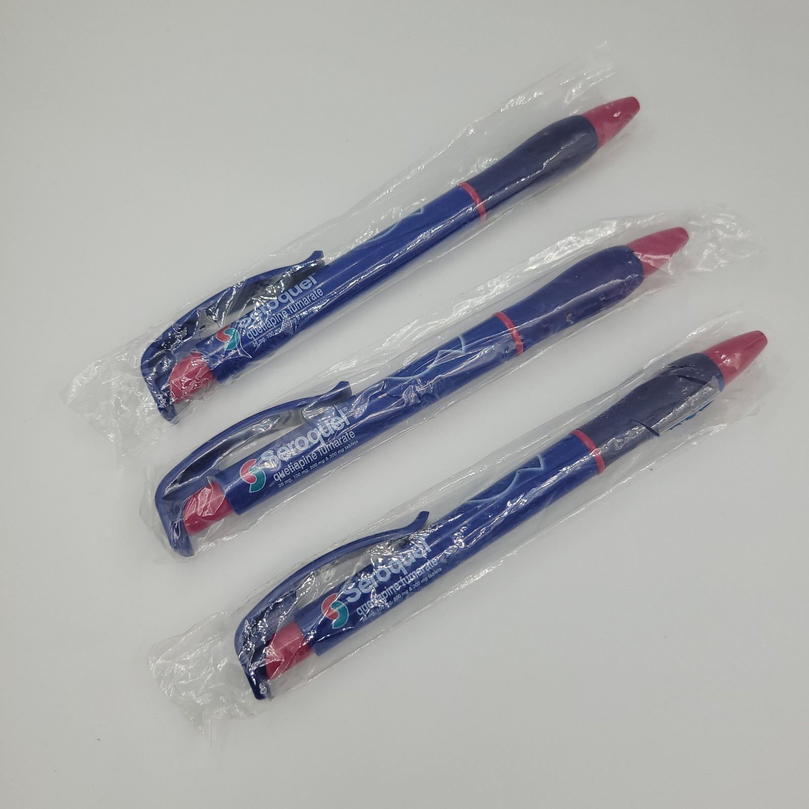NEW Lot 3 Seroquel Pen Drug Rep Pharmaceutical Promo Medical Advertising *READ