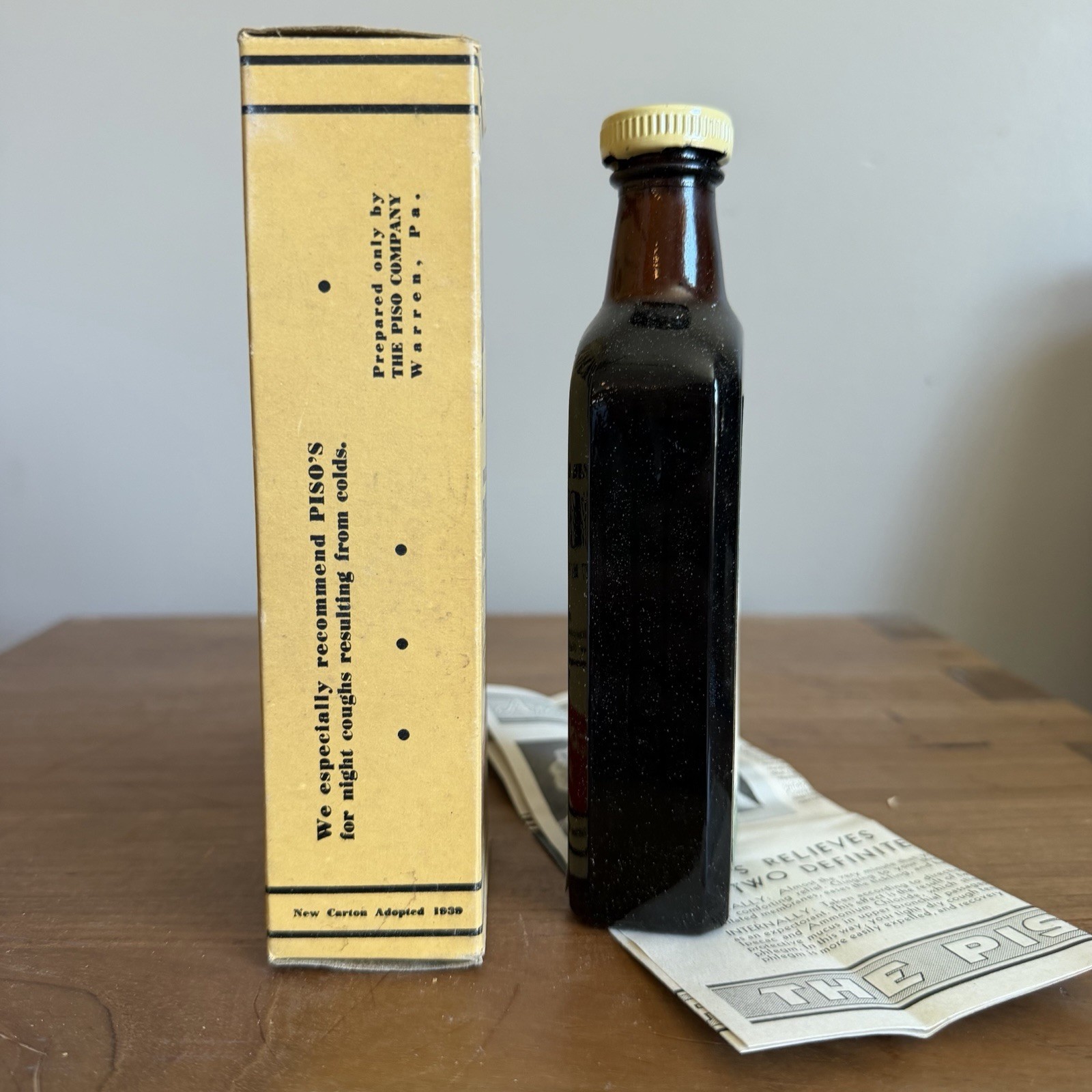 Vintage Pharmacy Apothecary Piso’s Cough Syrup Chloroform DISPLAY ONLY
