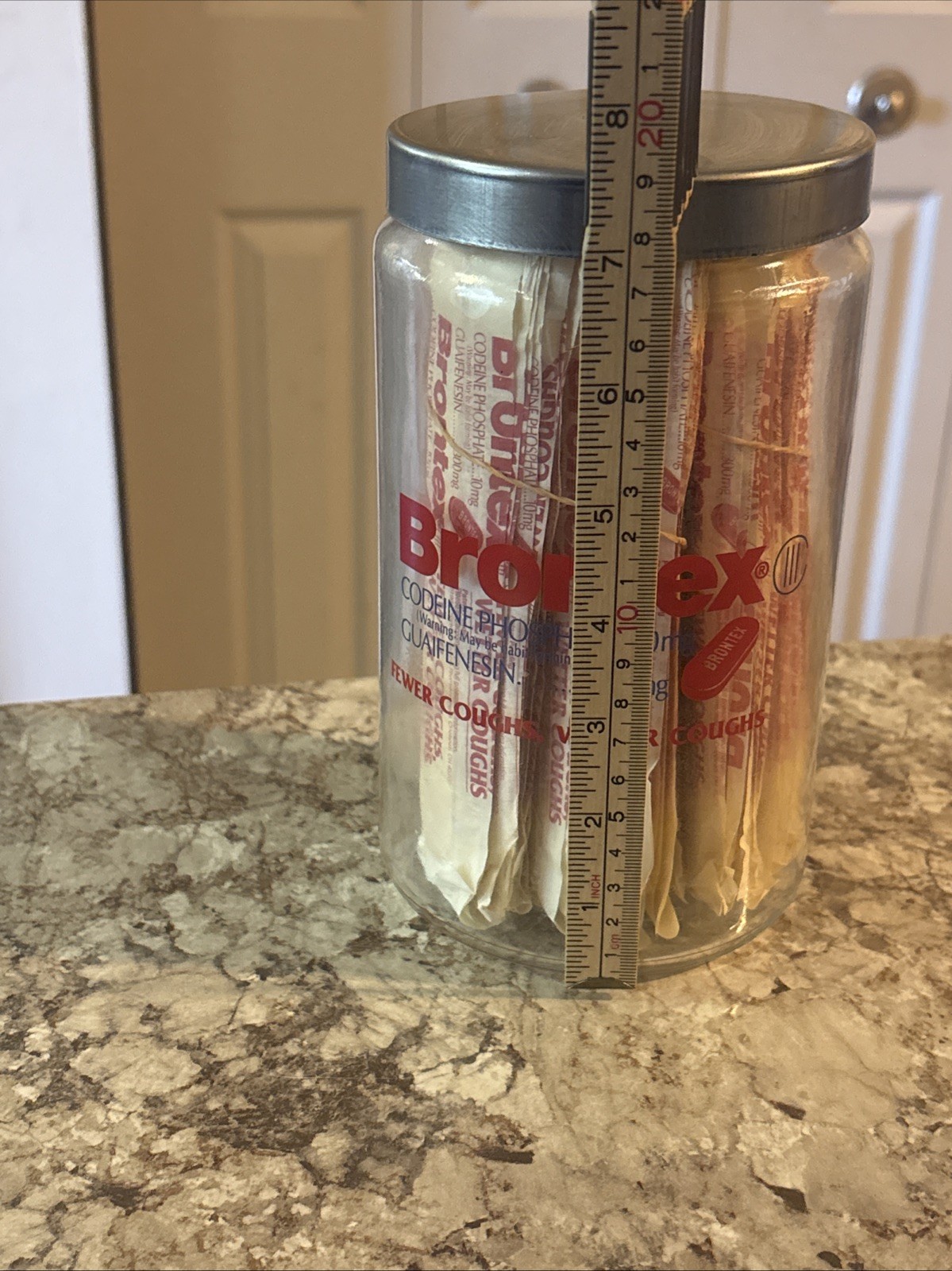 Brontex Drug Rep Pharmaceutical Promo Glass Canister W/Tounge Depressors