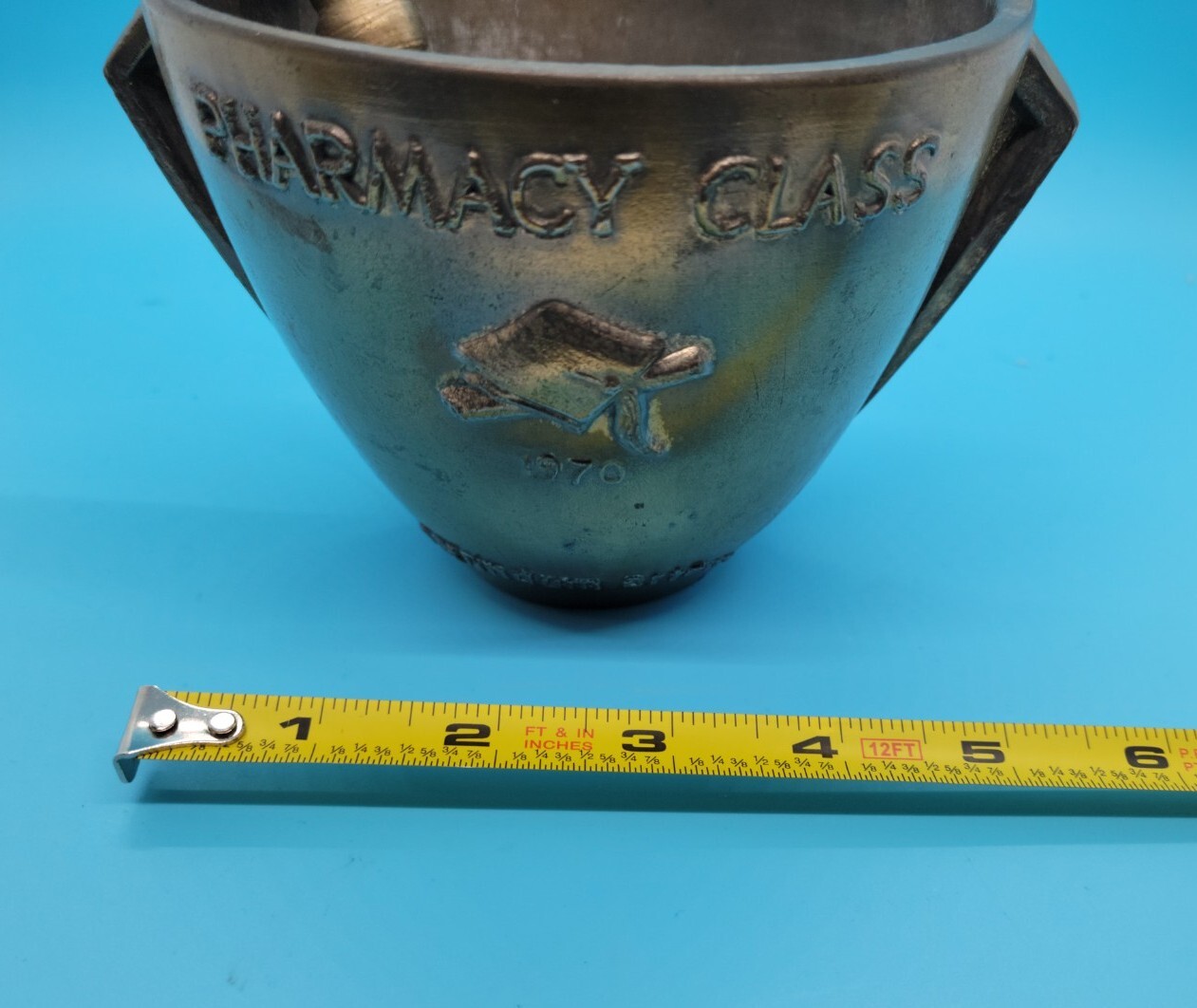Vintage Pharmacy Class 1970 Mortar & Pestle Rx Secundum Artem Schering