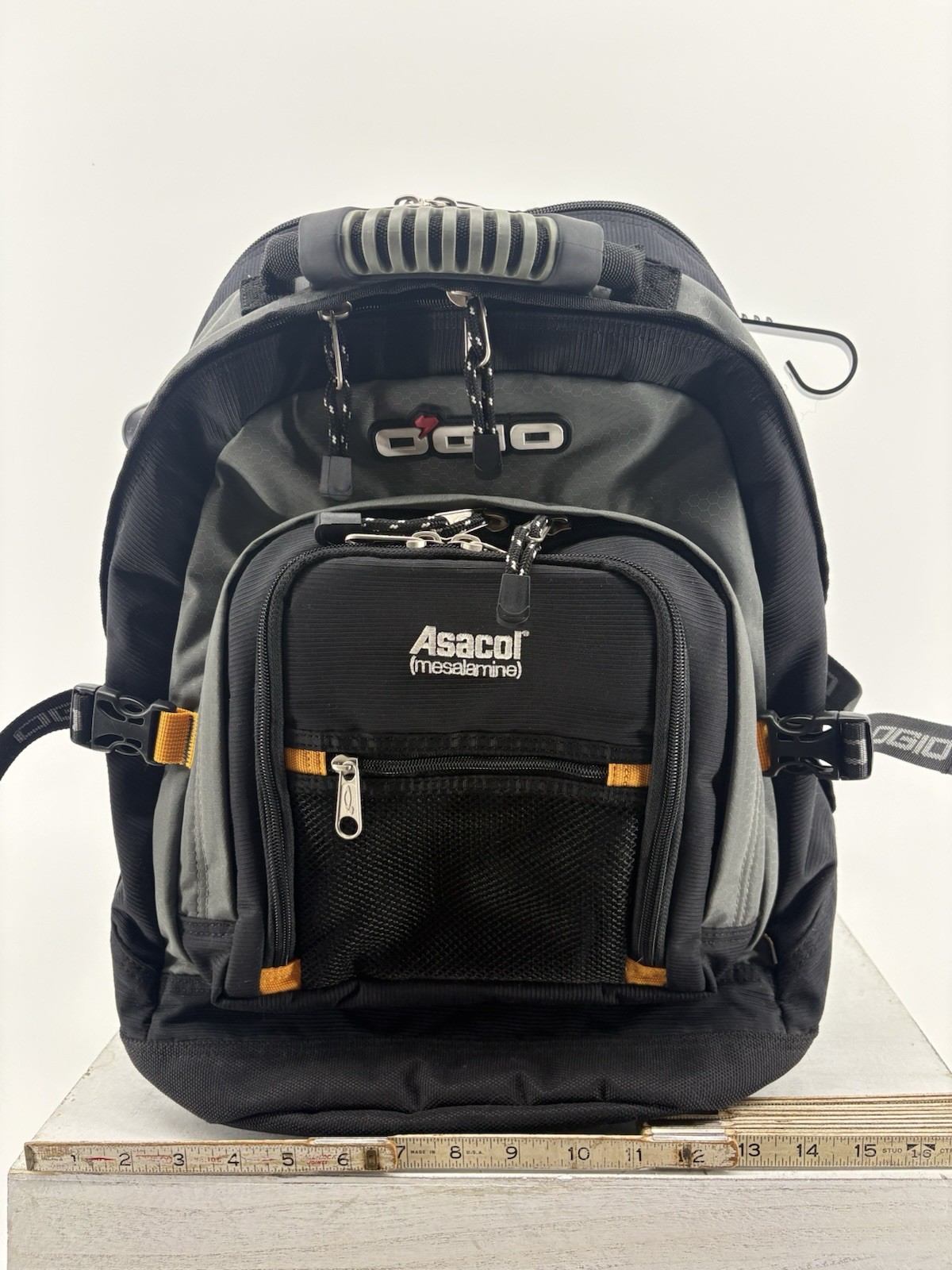 Vintage Asacol (mesalamine) OGIO Prodigy Grey Black Multi pocket Backpack VGUC