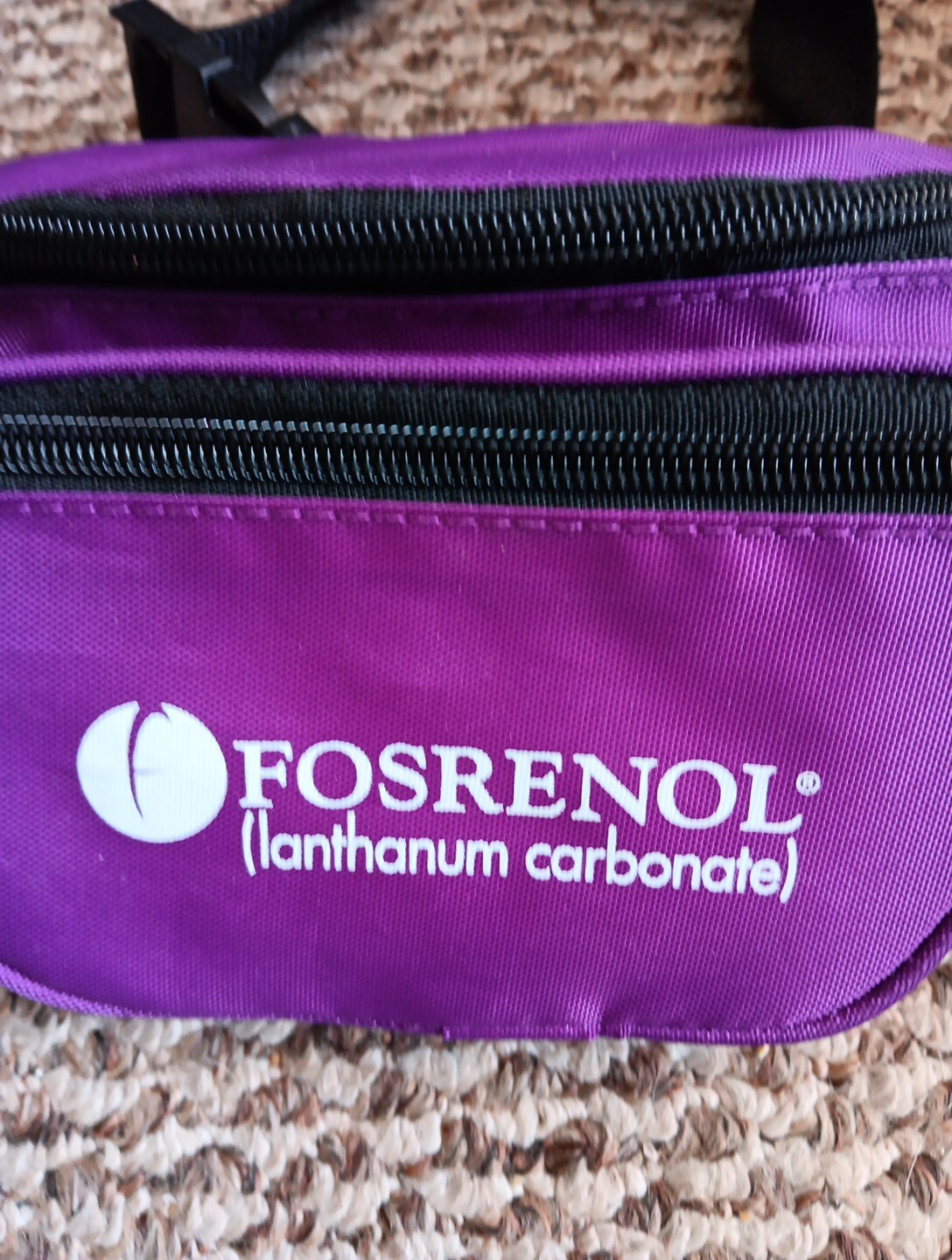 FOSRENOL Pharmaceutical Drug Rep. Advertising Purple Fanny pack 3 zip pockets