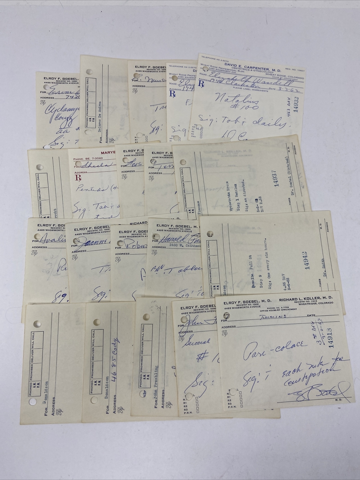 1960s Pharmaceutical Doctor Drug Prescription Lot of 20 Medical Scripts Vintage