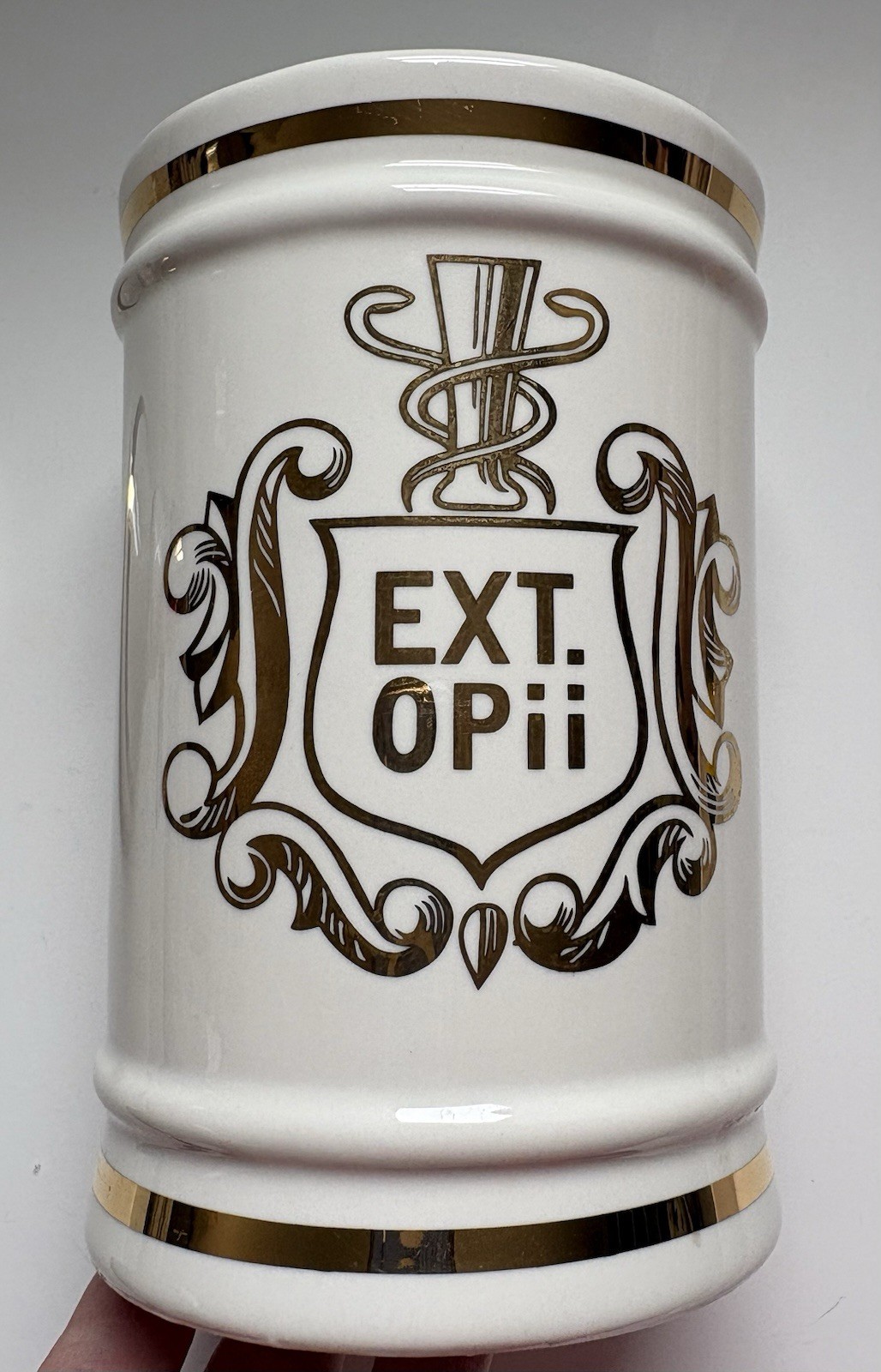 VTG Pharmacy Apothecary EXT OPii (opium extract)Canister Jar Cream & Gold Owens