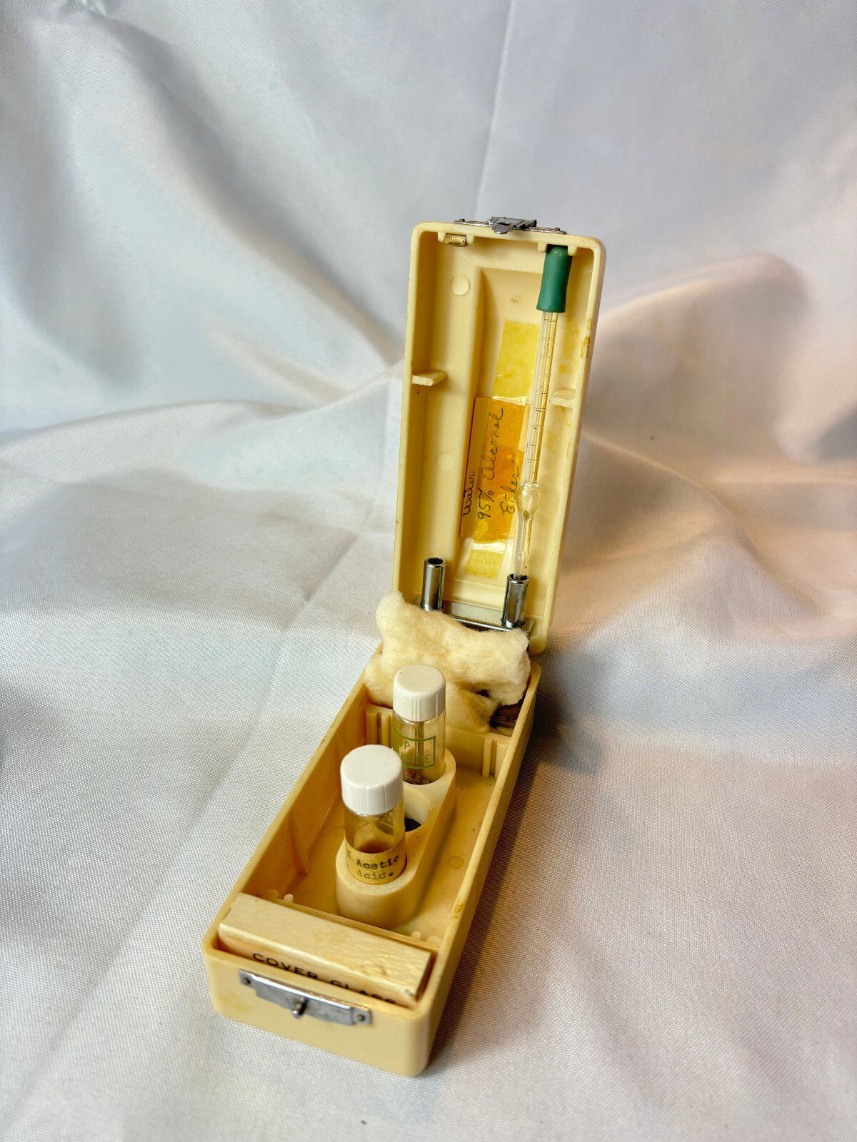 Art Deco BARD PARKER Blood Test Kit Dropper Cover Glass Empty Bottles & Cotton