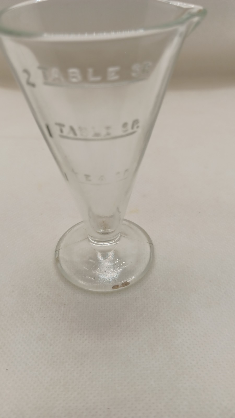 Zonite 2 table sp,1 table sp, 1 tea sp Glass Apothecary Measuring Cup with Spout