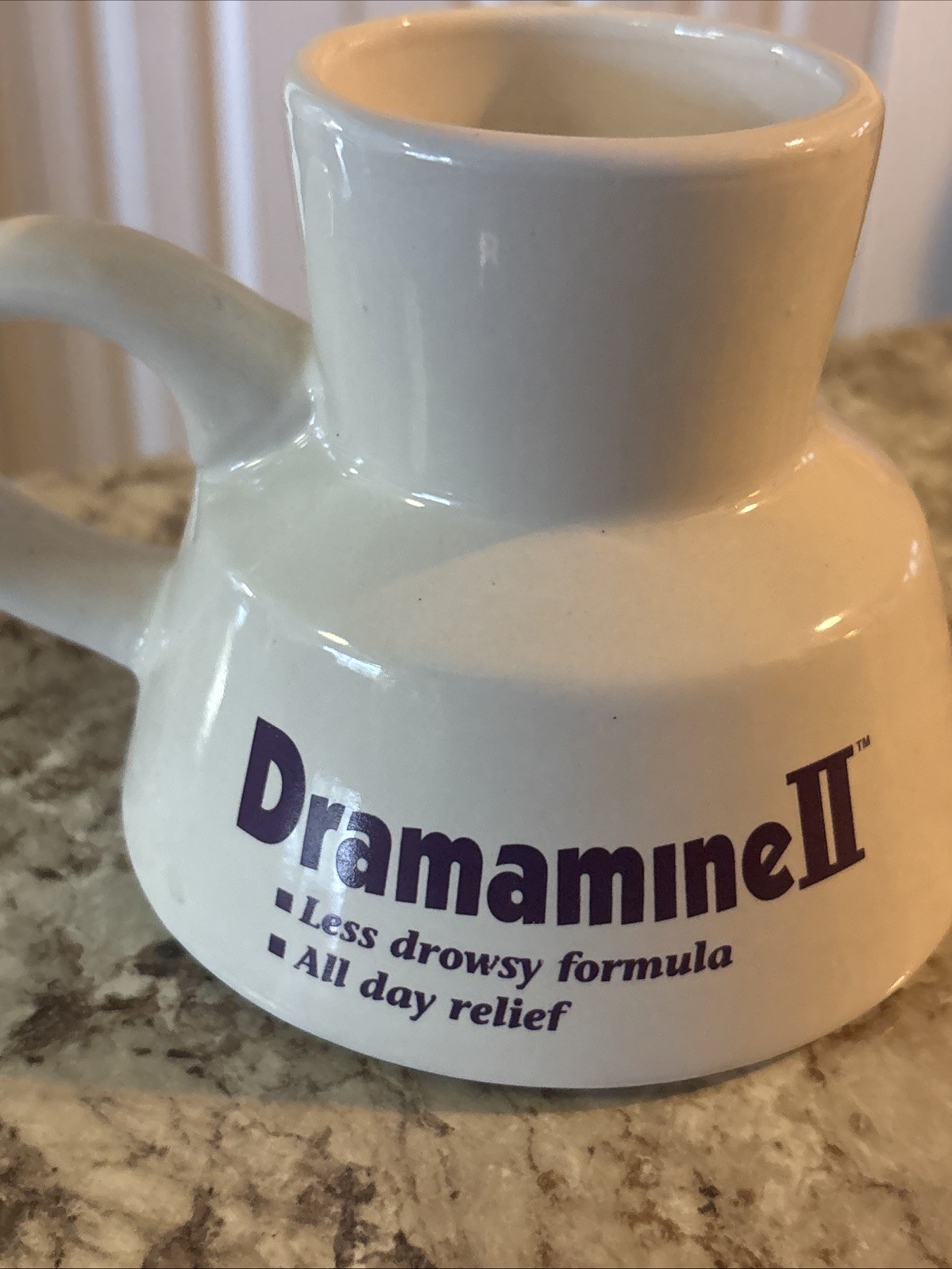 Vintage Dramamine II Meclizine Coffee Mug Pharmaceutical Drug Rep Upjohn RARE