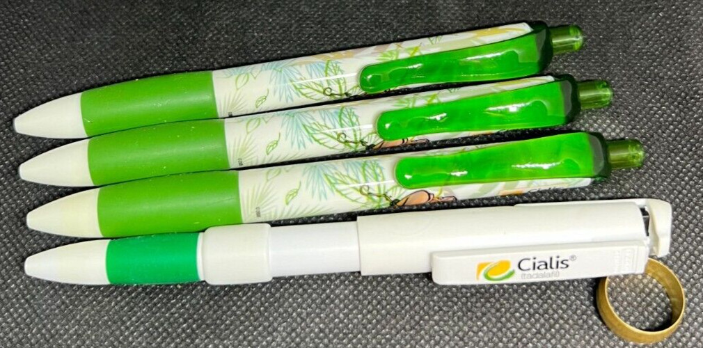 LOT of 4 CIALIS Medical Drug Rep Pharmaceutical Pens Collectible Advertising