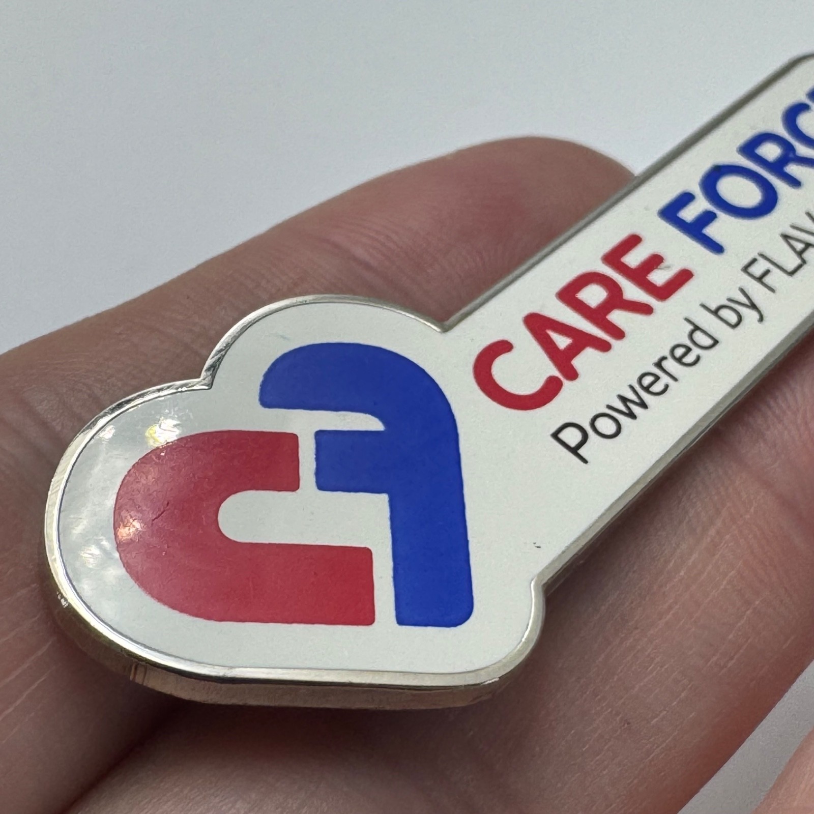 Vintage Care Force FLAVORx Heart Logo Lapel Pin Enamel Red Blue Medical Souvenir