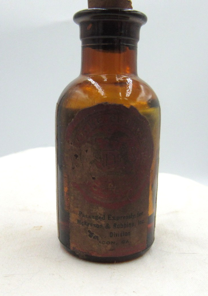 1930’s Fritzsche Bros NY Oil of Clove 3 1/8″ Amber Medicine bottle