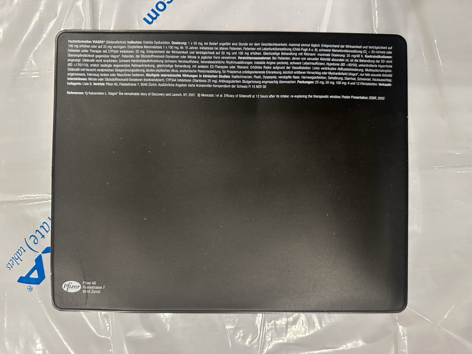 VERY RARE Early Pfizer Viagra Gel Mousepad With Floating Blue Pills Zurich