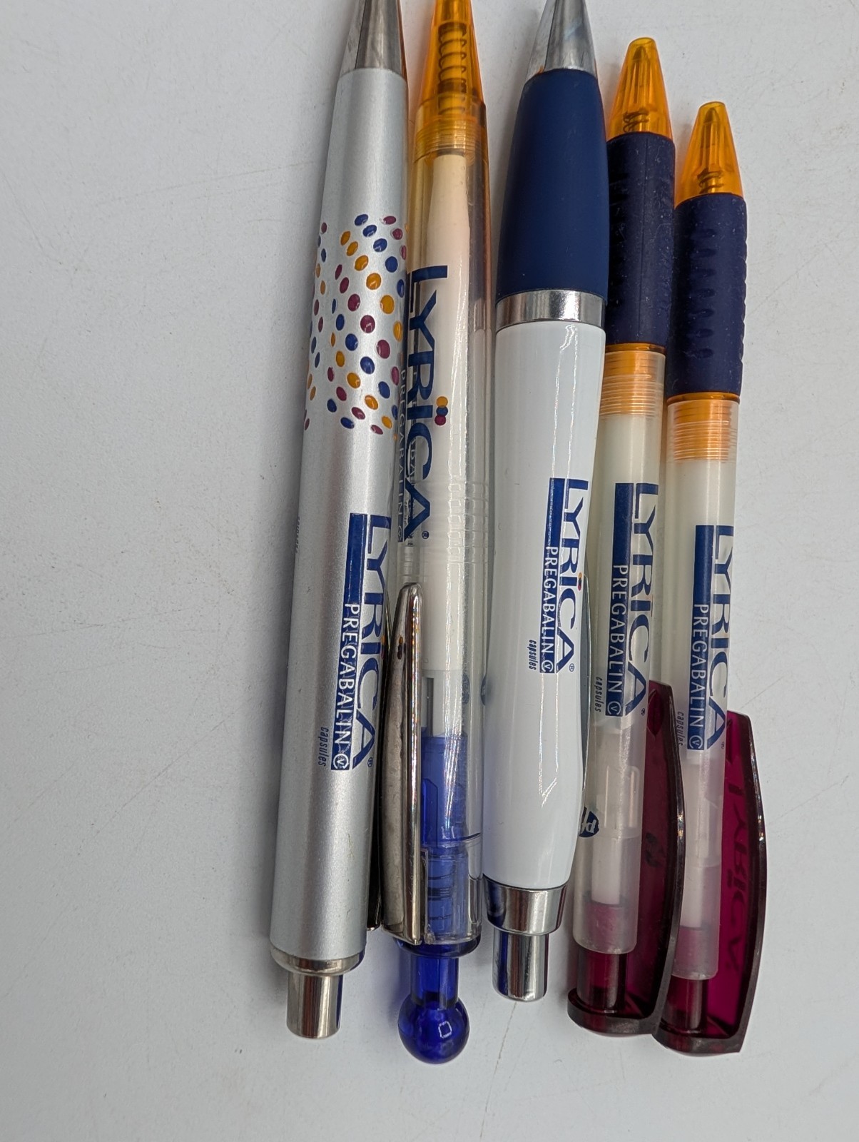 Lyrica Drug Rep Pharmaceutical Pens Lot of 6 Metal Plastic Working