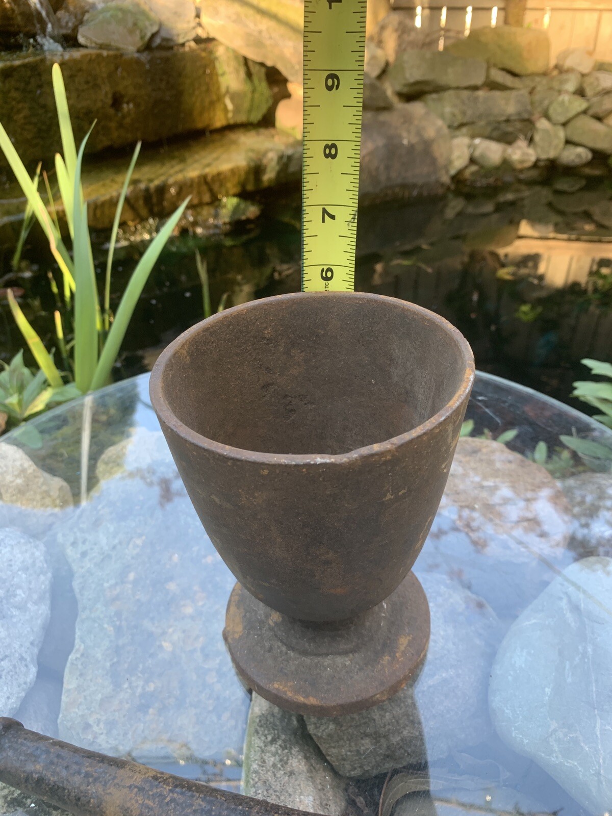 Rare Antique Primitive 19th Century Apothecary Cast Iron Mortar and Pestle Rx