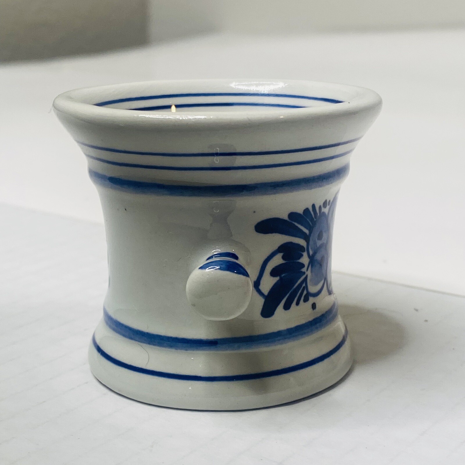 1960 Squibb Delfte Holland Mortar – 2″ High X 2.5″ Small Blue Vtg