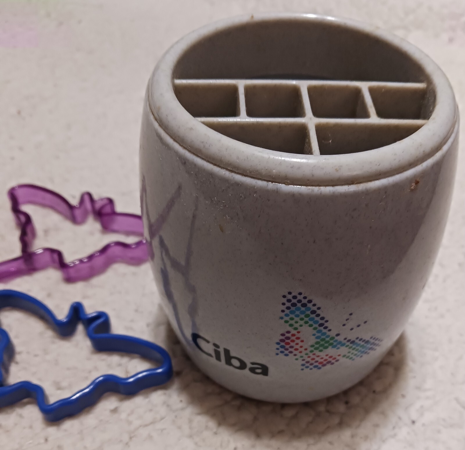 CIBA Pen / Pencil Cup New Plastic Grey In VGC