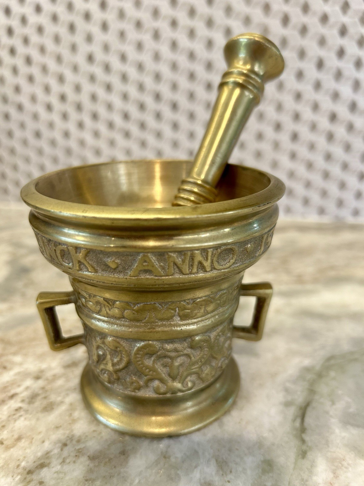 Vintage Mortar & Pestle Solid Brass Apothecary From 1960-70’s