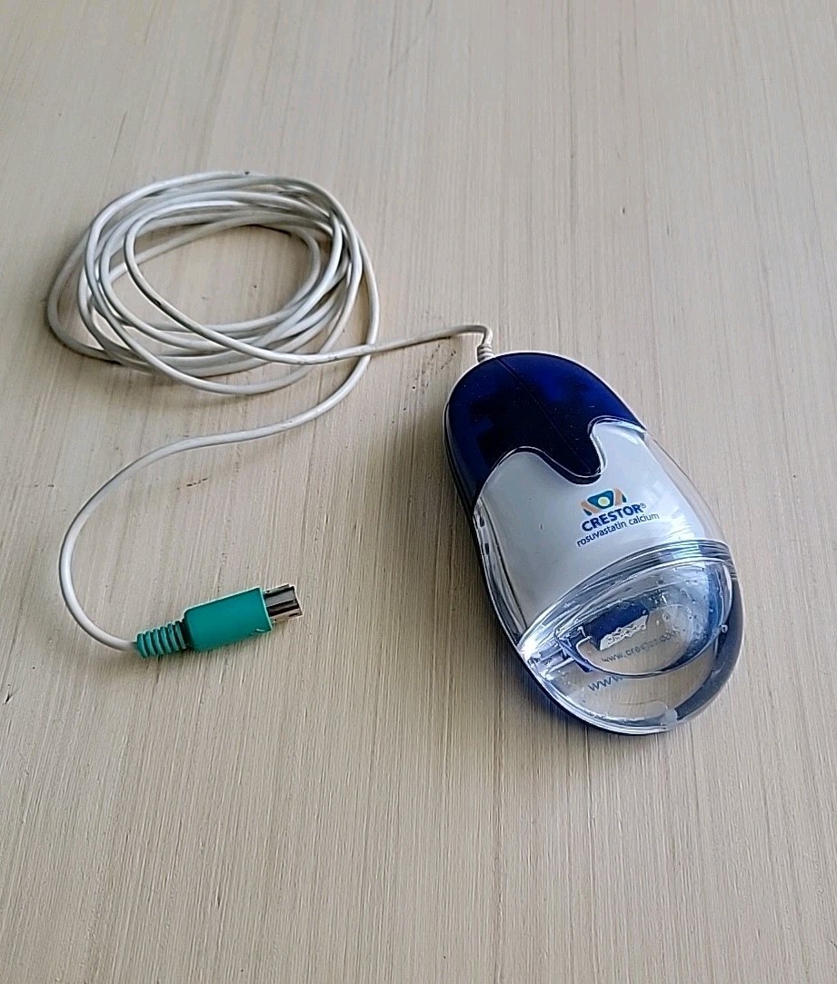 Vintage Crestor Aqua Computer Mouse Trackball Liquid Filled Drug Rep Promo