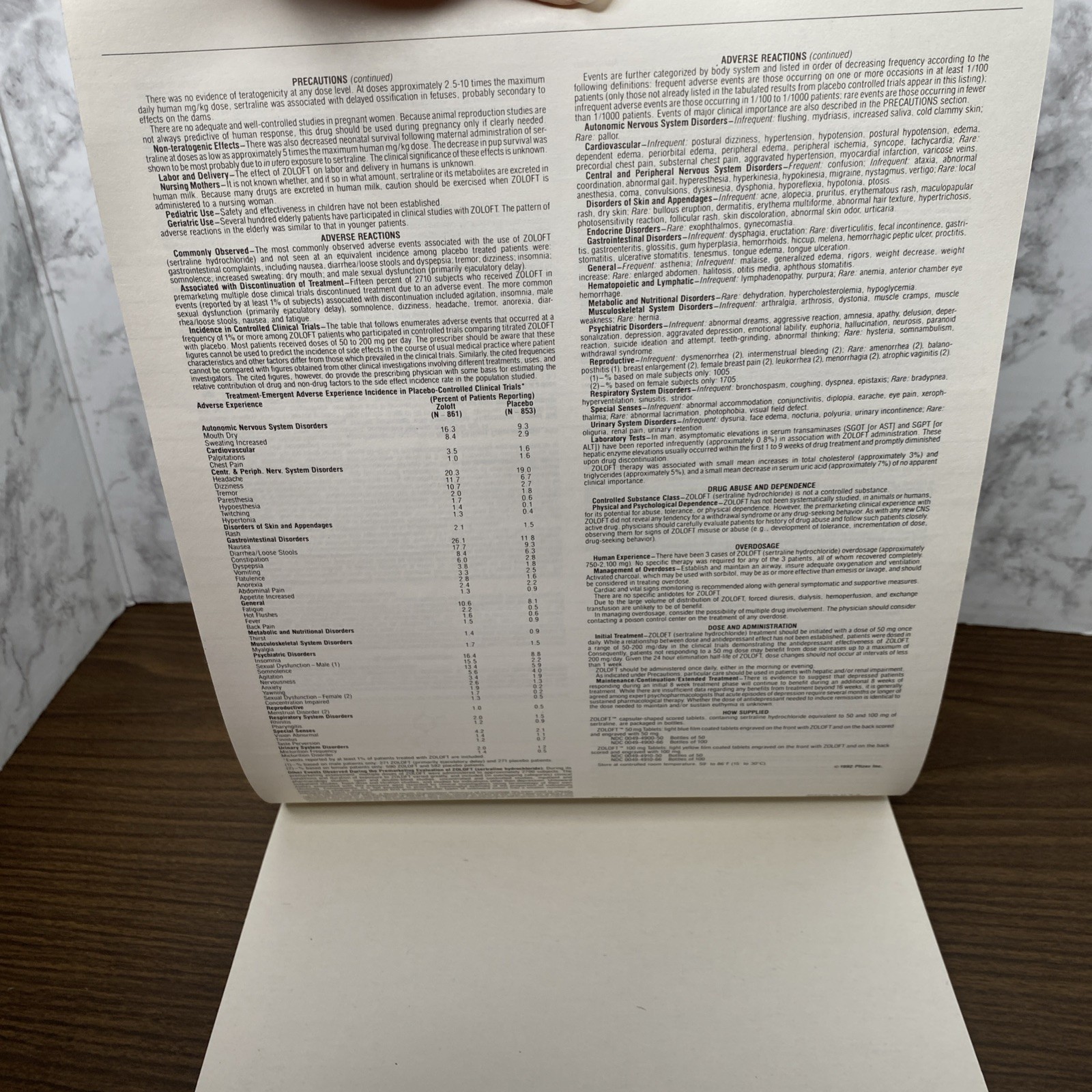 VTG 1992 Zoloft Drug Rep Collectible Doctor Notepad 8.5 x 12.5” Pharmaceutical