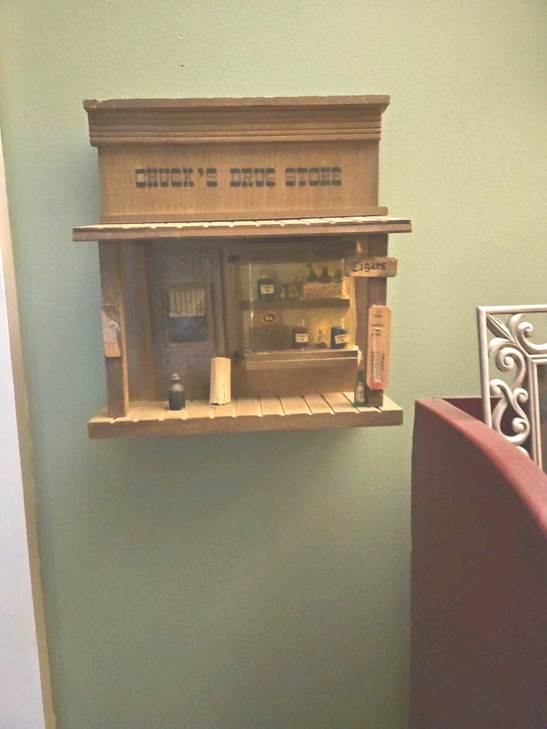 Vintage 3D Wooden Chucks Drug Store 8.5×9
