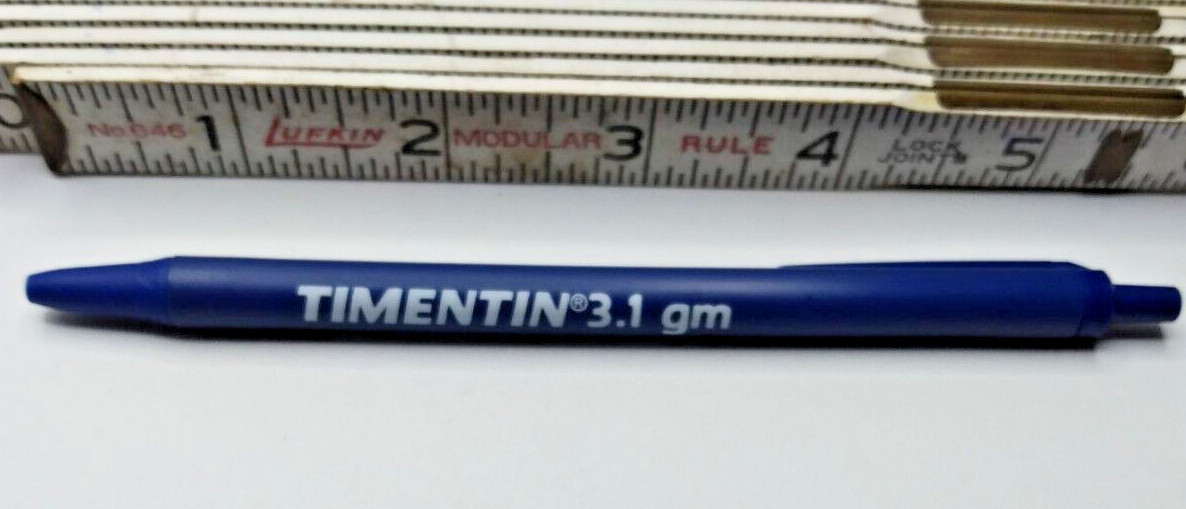 TIMENTIN TICARCILLIN CLAVULANATE Pharmaceutical Drug Rep Pen Vintage Retro Rare