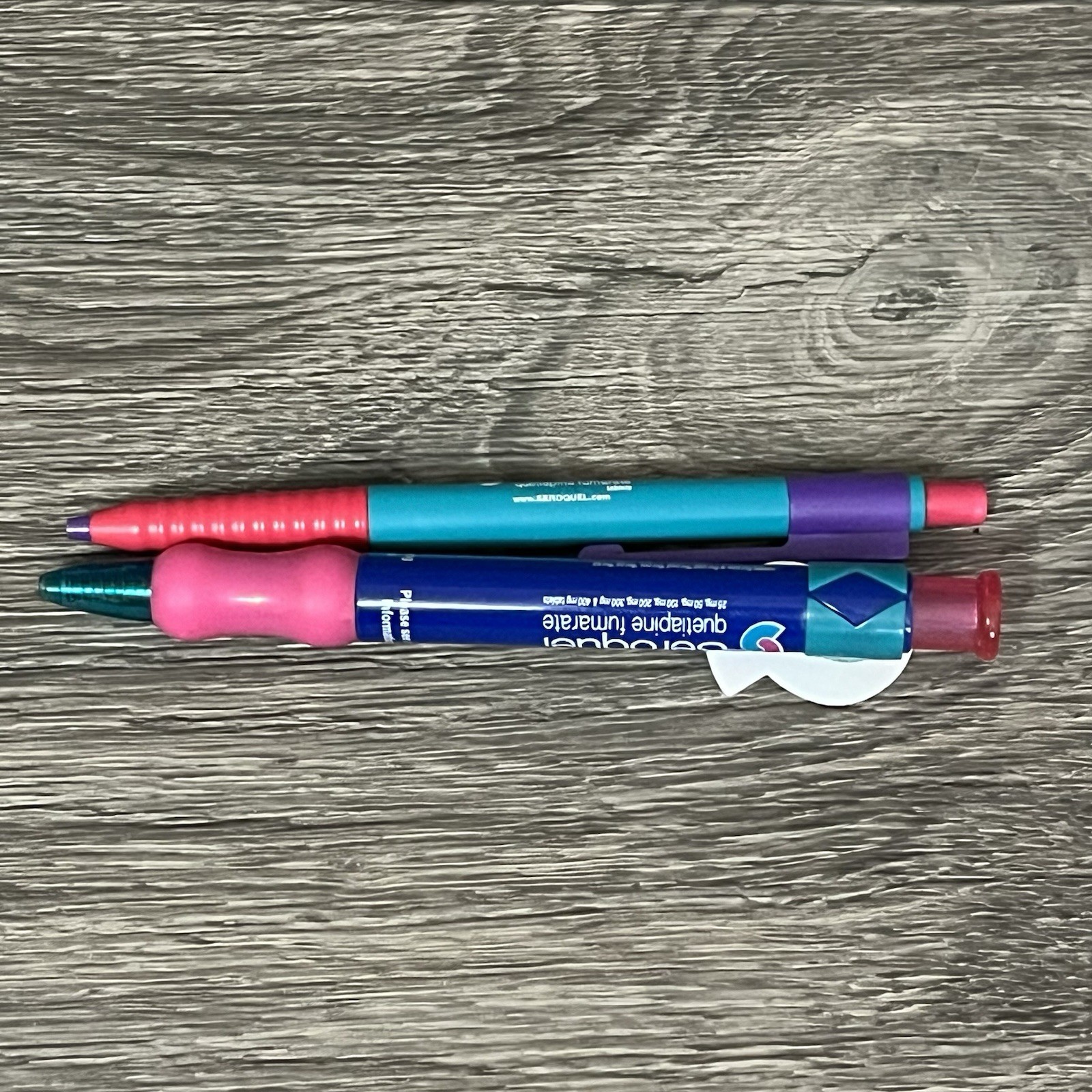 Lot of 2 Drug Rep SEROQUEL Collectible Pharmaceutical Pens Large S-Logo Clip